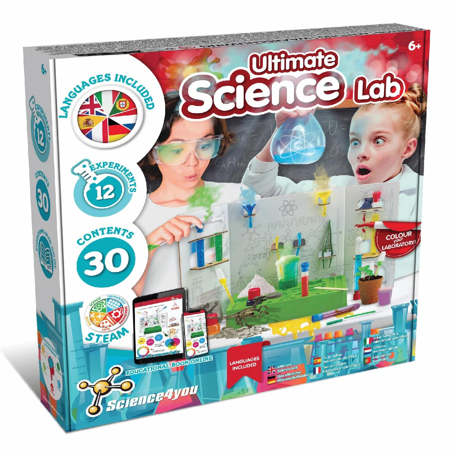 Science4you - Zestawy edukacyjne naukowe i gra chemiczna, spersonalizuj swoje laboratorium, eksperymenty naukowe dla dzieci, prezent dla chłopców i dziewcząt, 6 lat