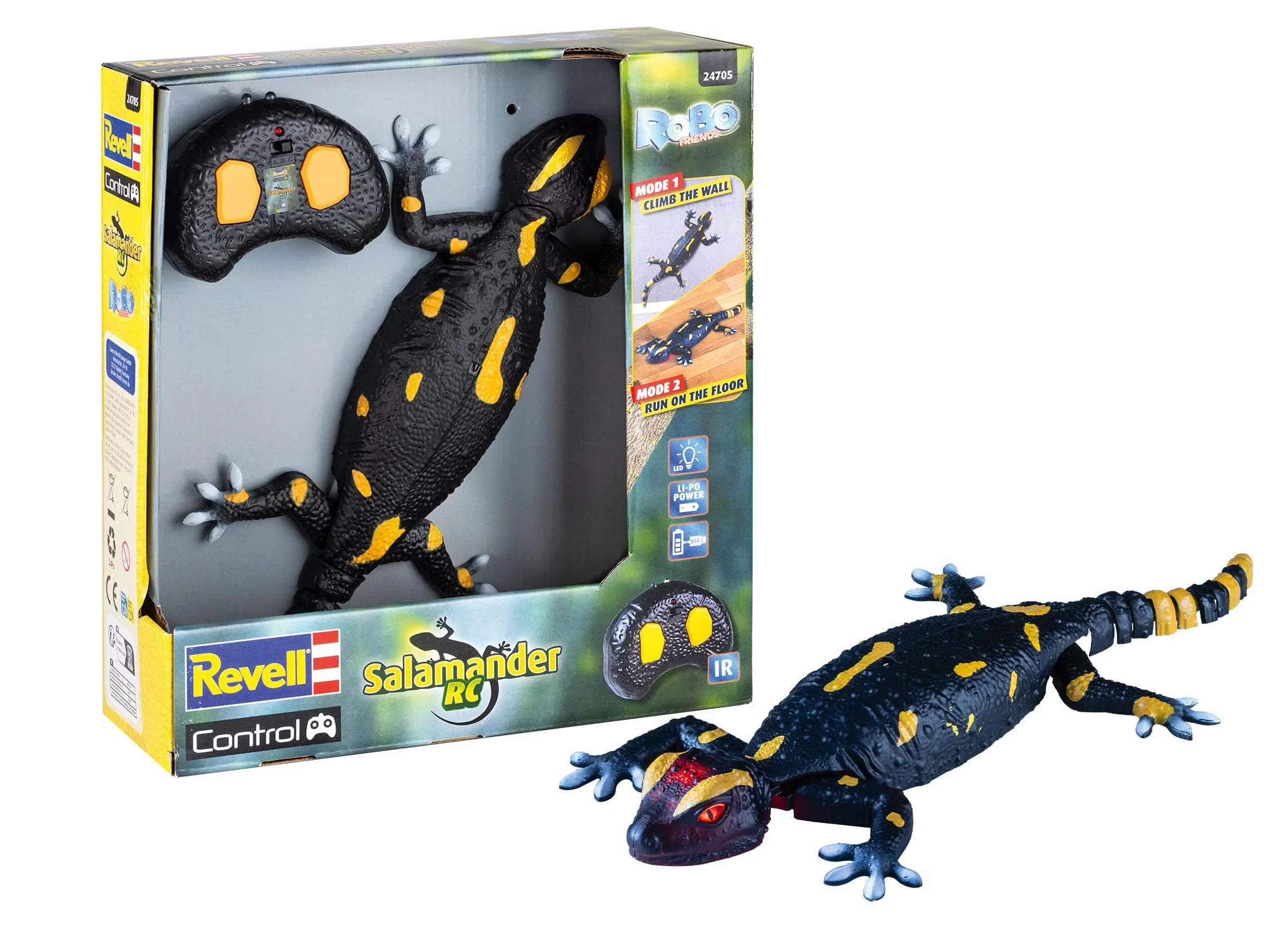 Revell Control Robo Friends RC Salamander, z trybami wspinaczki ściennej i biegania na podłodze, z kontrolą podczerwieni i wydajnym akumulatorem litowo-jonowym