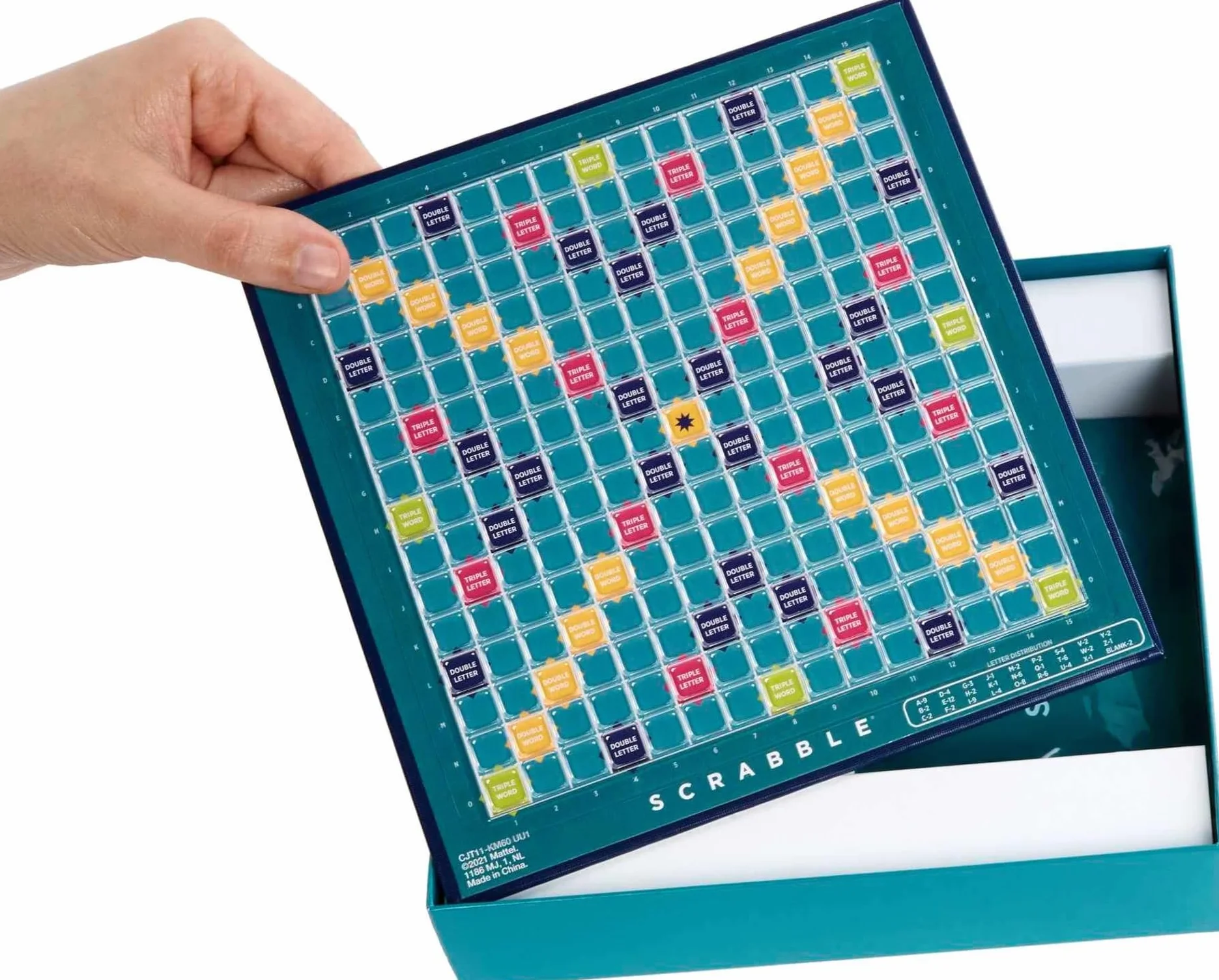 Scrabble Travel Game, Portable and Compact, 2-4 Players, Includes Playing Board, 4 Racks, 100 Letter Tiles, a Tile Bag, and Rules, 10Y+, CJT11(Packaging May Vary)