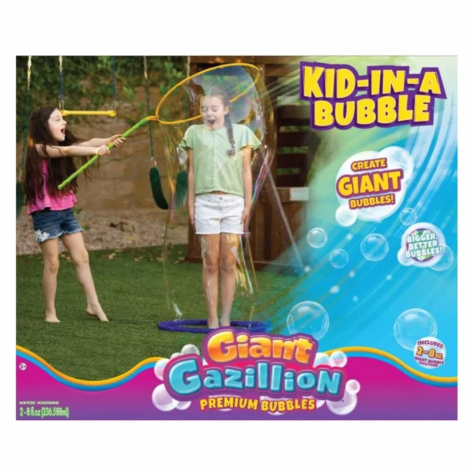 Gazillion Dziecko w bańce | ogromna różdżka | dziecko wewnątrz bańki | dla dzieci, zwierząt domowych, imprez, uroczystości, aktywności na świeżym powietrzu | Zabawki i prezenty dla dzieci w wieku od 3
