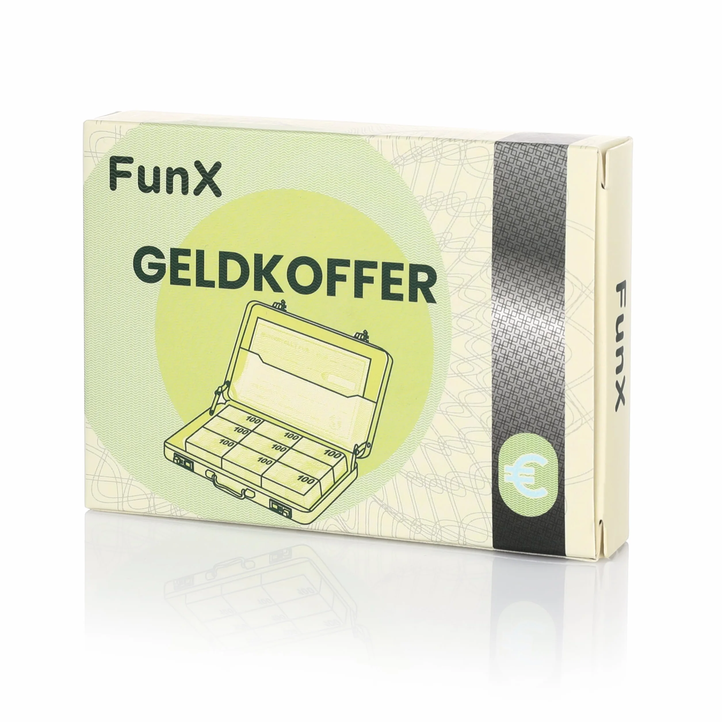 FunX Walizka na monety z kartką z życzeniami, prezent ślubny, prezent urodzinowy, 10 x 7 cm