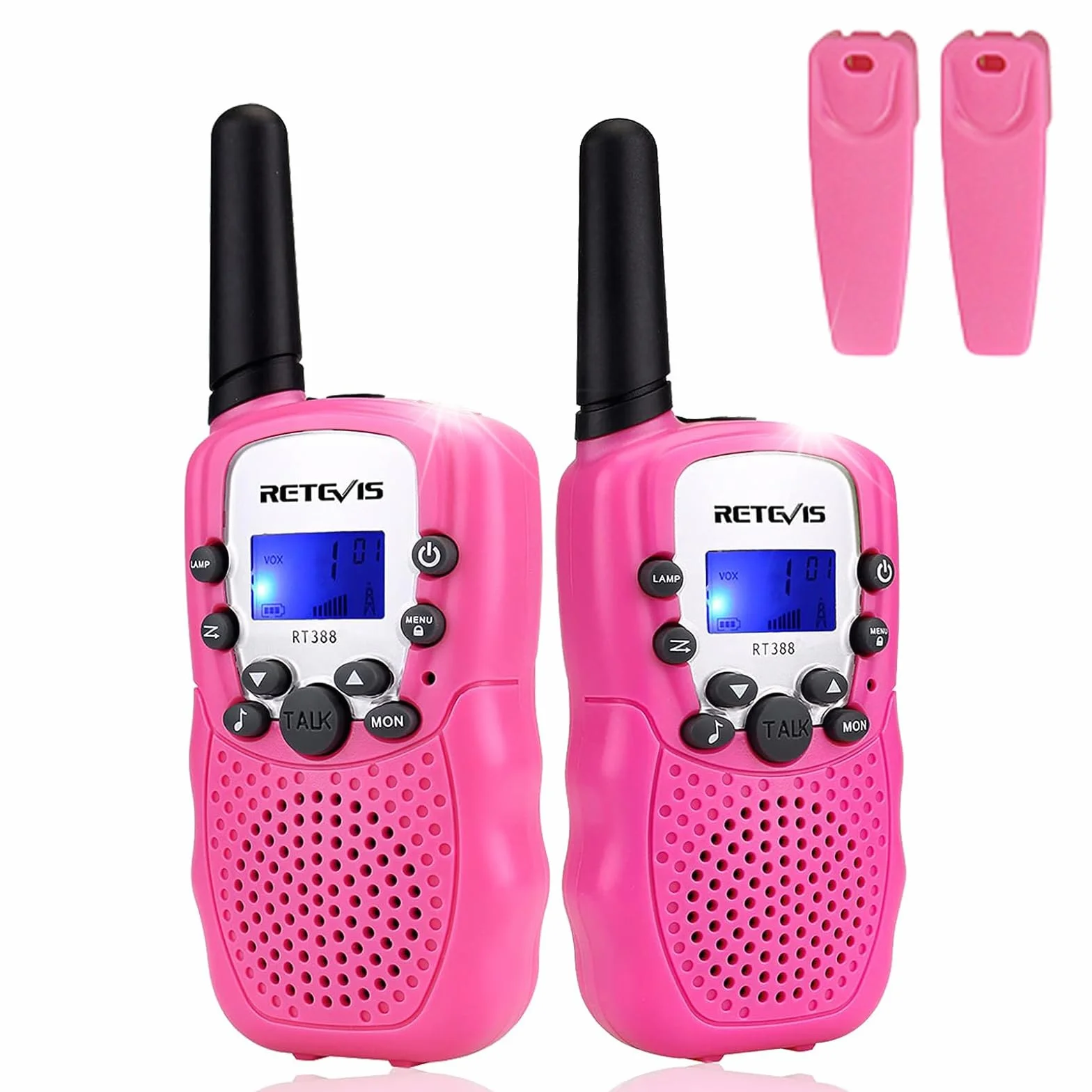 Retevis RT388 Walkie Talkie dla Dzieci PMR446 8 Kanałów Różowy dla Dziewczynek - Latarka VOX Zabawki Prezenty Pisanki (Różowe, 1 Para)