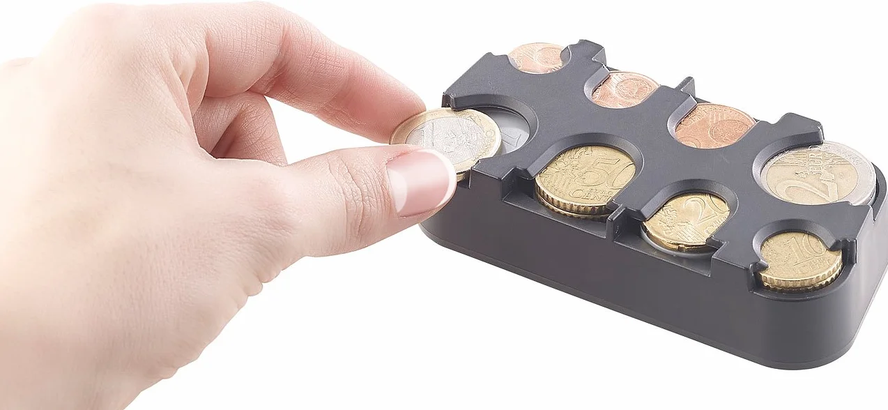 infactory Pudełko na monety: zestaw 2 sztuk kolekcjonerów na monety euro z szybkim mocowaniem (pudełko na monety, euro, przechowywanie monety)