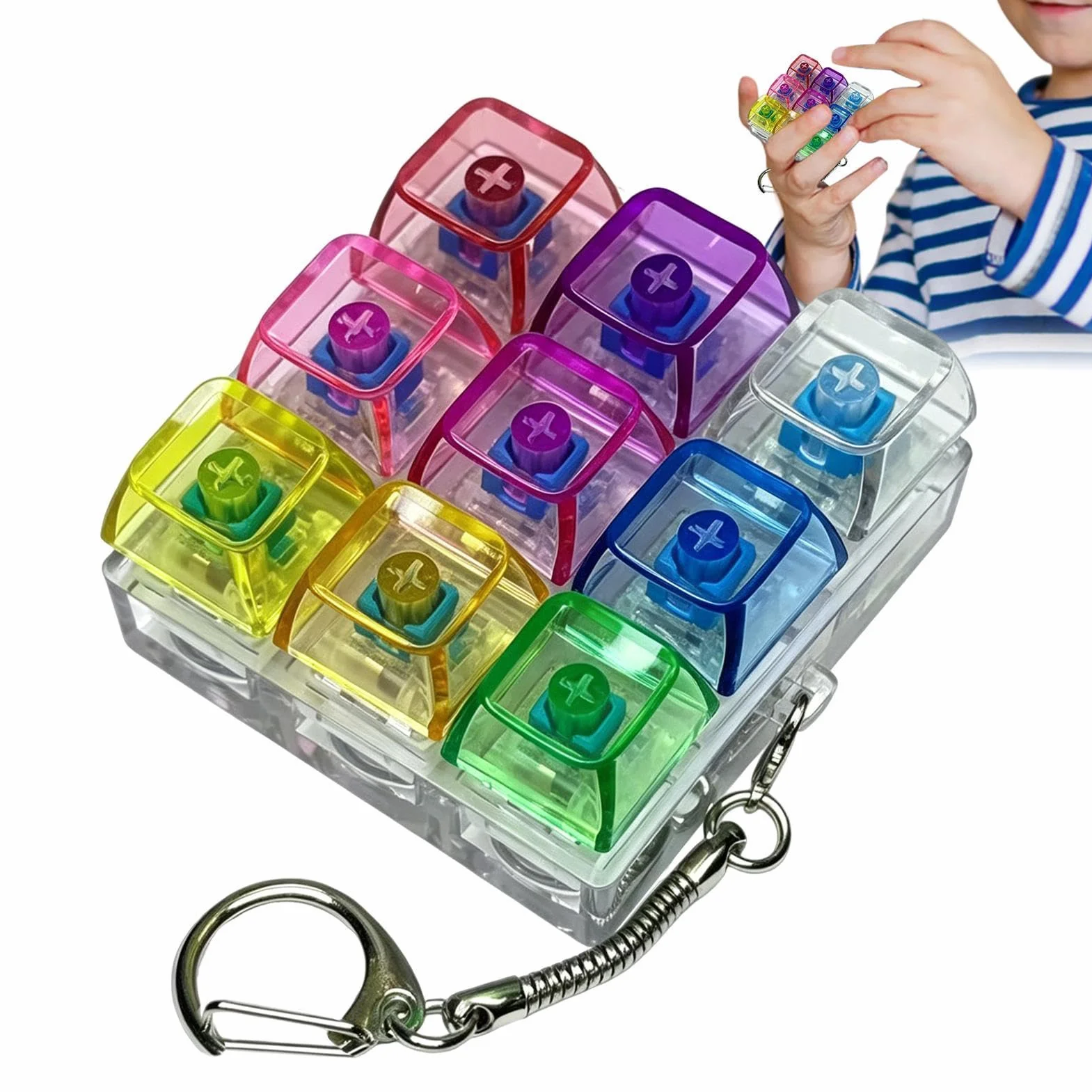 Klawiatura Fidget | 9 sensorycznych przycisków | Zabawka antystresowa z kliknięciem ze światłem, do szkoły pracy, domu, samochodu, samolotu, podróży, na imprezę