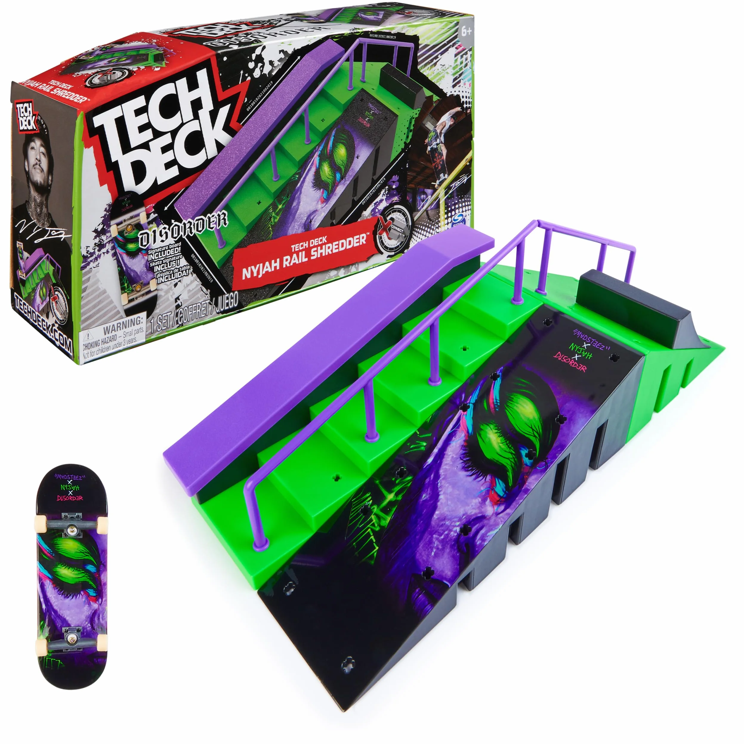 Tech Deck - Nyjah Rail Shredder Skatepark X-Connect Track - Konfigurowalny skatepark z palcem Nyjah Huston - Zabawki dla dzieci 6 lat + - Prezent dla dziecka 6 lat +