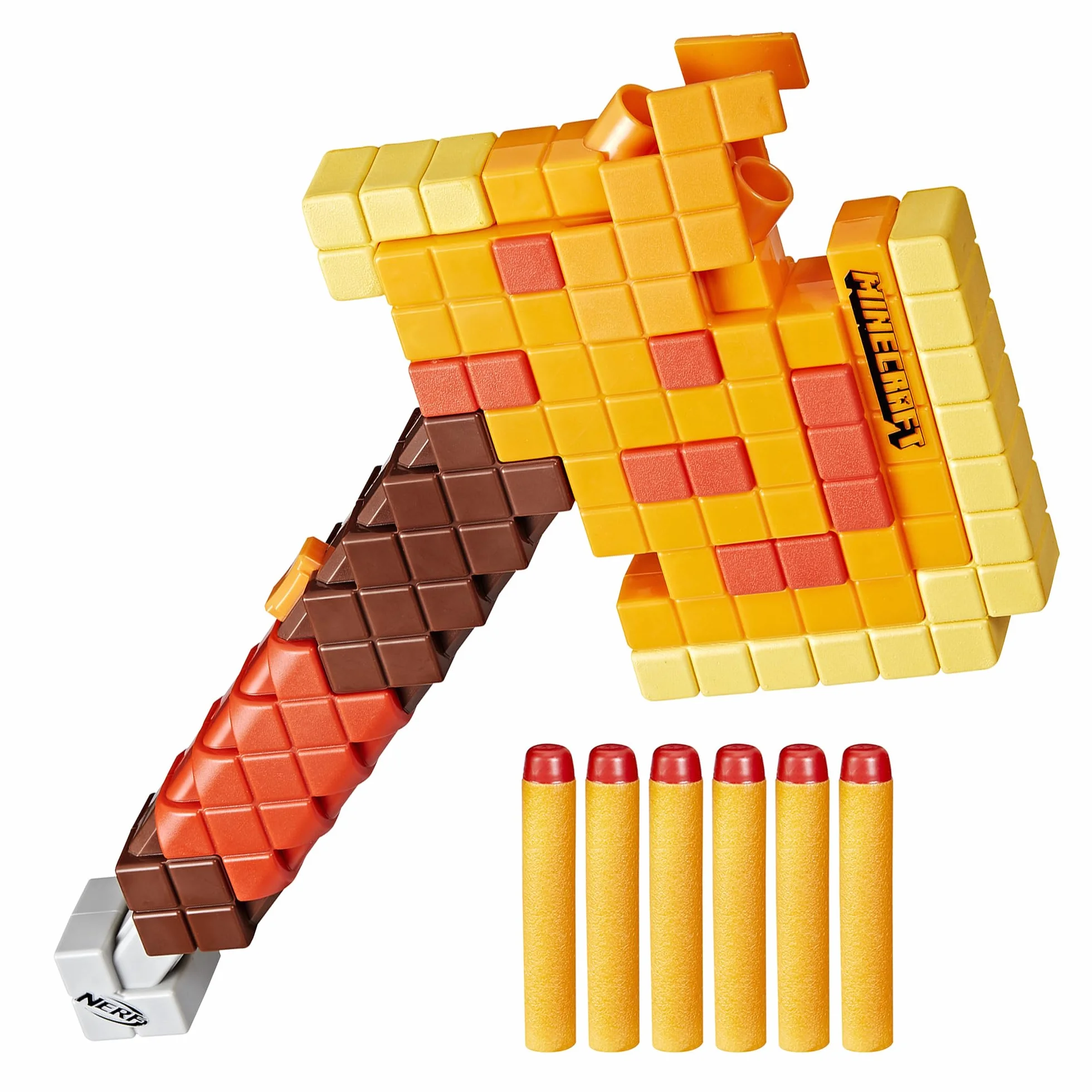 NERF Minecraft Firebrand: Toporek do rzucania, 6 elitarnych rzutków piankowych, projekt inspirowany grą, rozwijane gruntowanie, zabawki