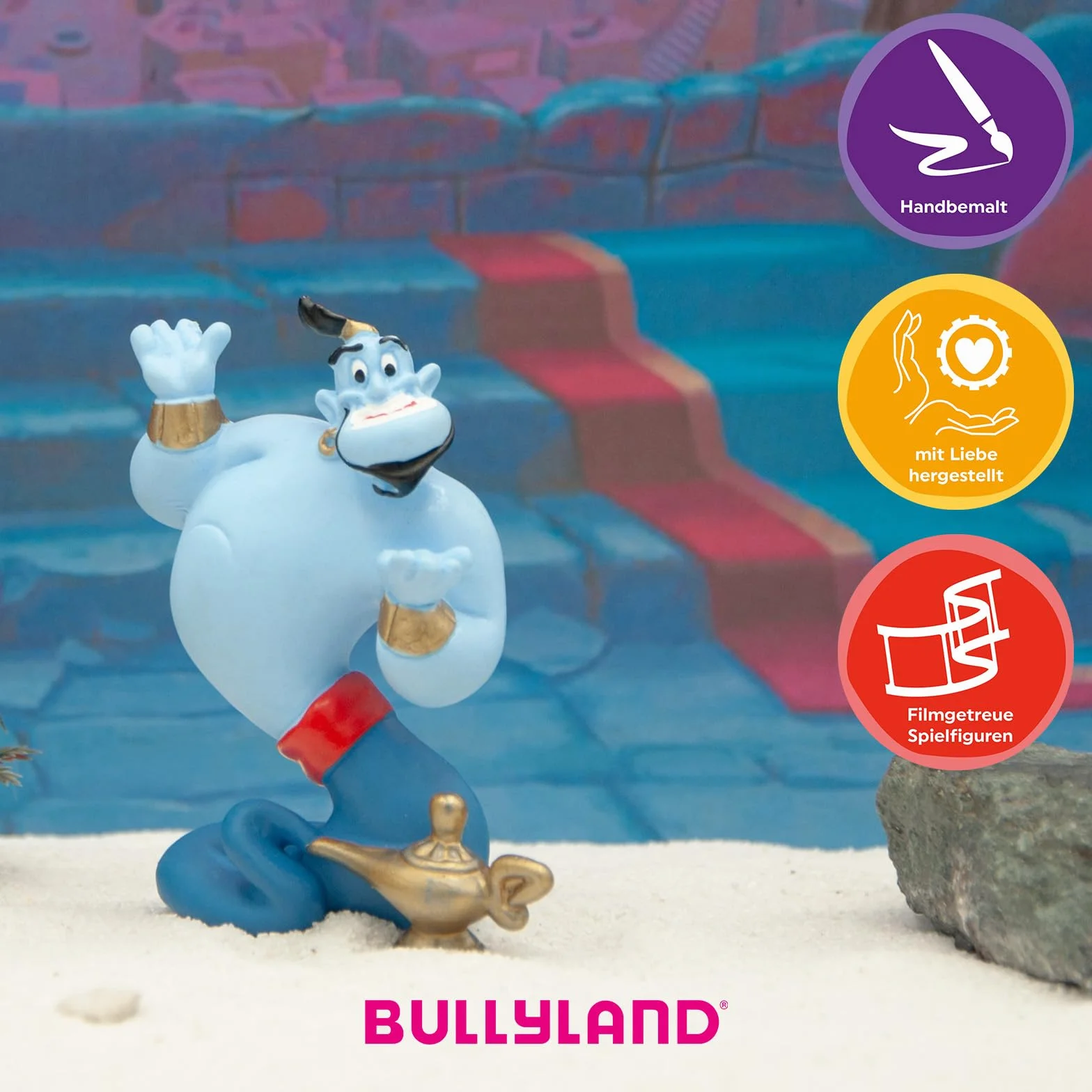 Bullyland 12472 - figurka do zabawy, Walt Disney Aladdin, dżinni, ok. 7,5 cm, idealna jako figurka na tort, wierna w szczegółach, bez PCW, wspaniały prezent dla dzieci do fantazyjnej zabawy