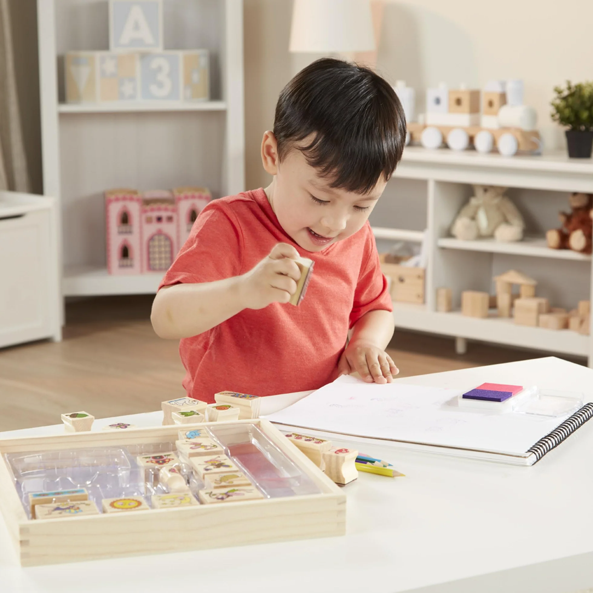 Melissa & Doug – pieczątki z serii Stamp-a-Scene: ogród wróżek | rzemiosło i sztuka | zestaw pieczątek i szablonów | 4+ | prezent dla chłopca lub dziewczynki