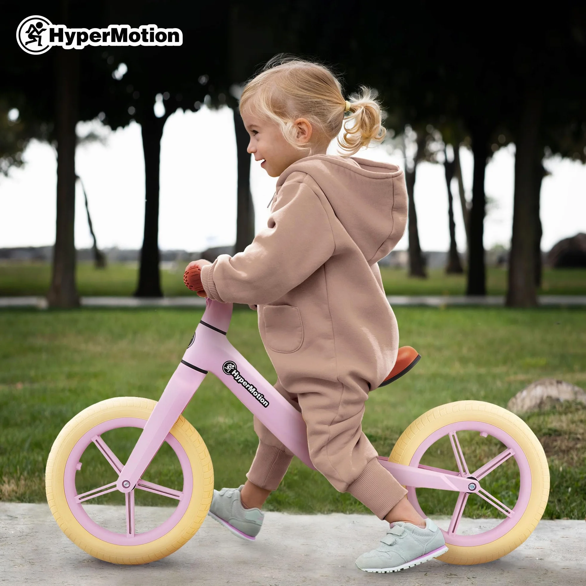 HyperMotion Rowerek Biegowy Marcelo – Lekki i Stabilny, Regulowane Siodełko, Retro Koła PU – Dla Dzieci 18m+, Różowy