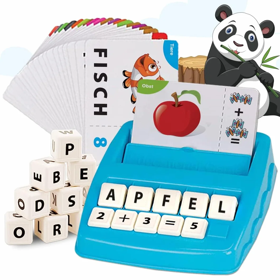 Gra edukacyjna z literami ABC Montessori od 4, 5, 6 lat, liczby, dla początkujących w szkole, 1 klasa, prezent dla przedszkolaków, zabawka edukacyjna, rozpoczęcie szkoły (turkusowa)
