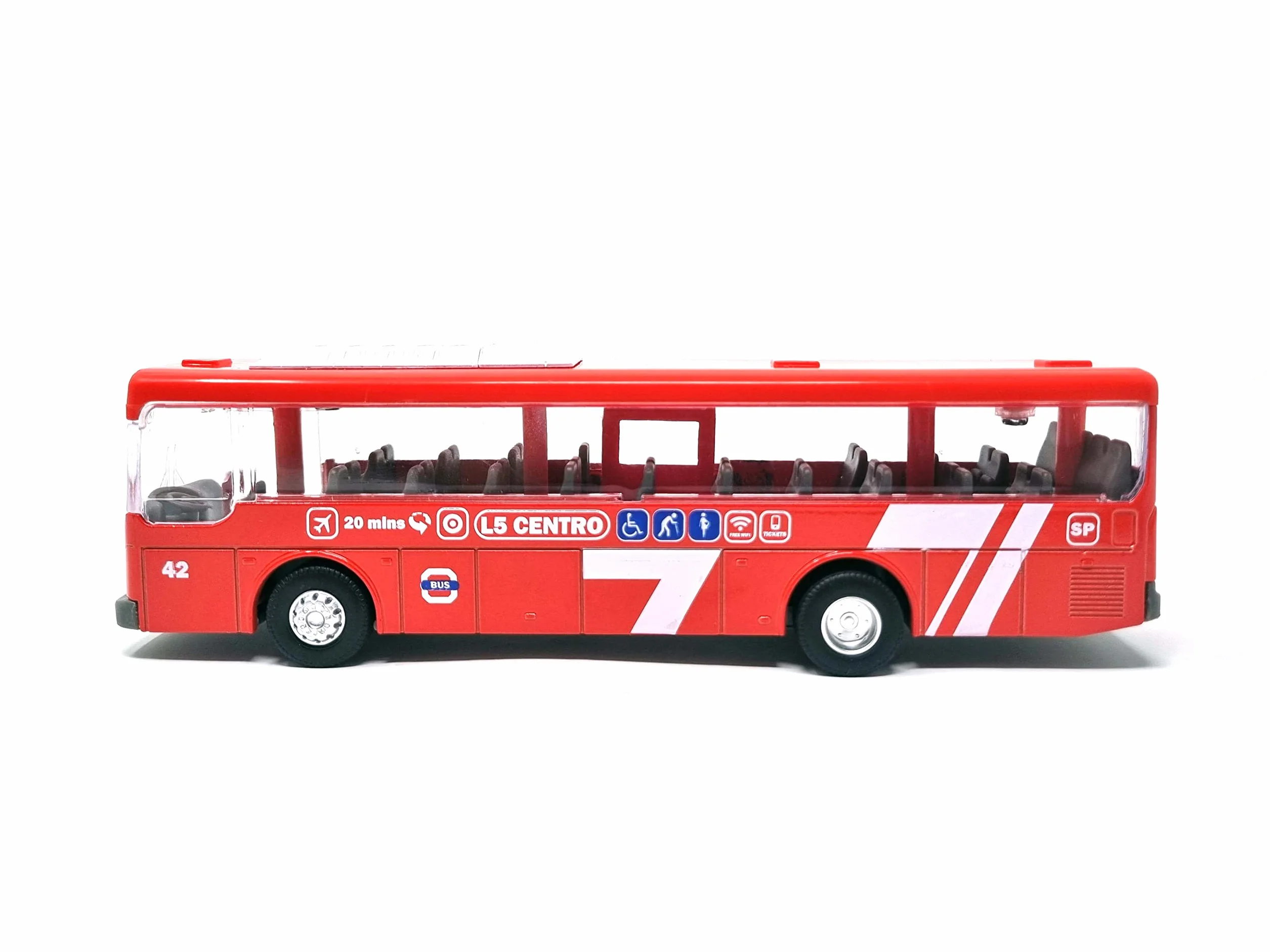 PLAYJOCS GT-8112 Bus Miejski pojazd metalowy co części z tworzywa sztucznego, pomysł dla dzieci i kolekcjonerów.