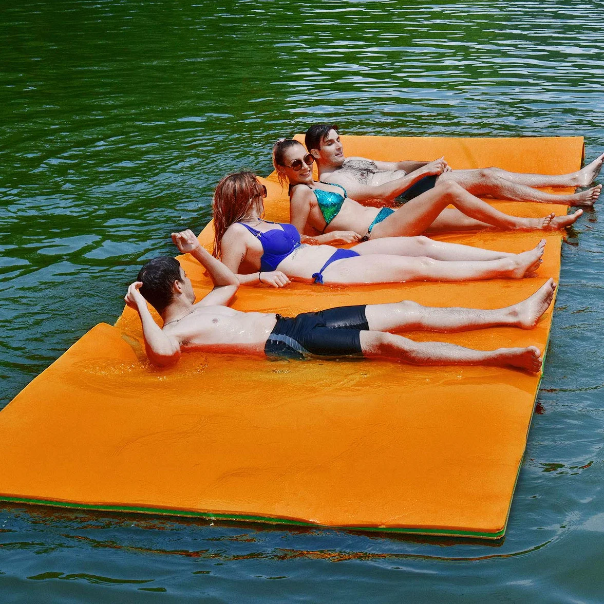COSTWAY 355 x 183 cm, pływająca mata wodna, obciążenie do 400 kg, mata do pływania, do pływania, do pływania na morzu, jeziorze, basenie, na plażę