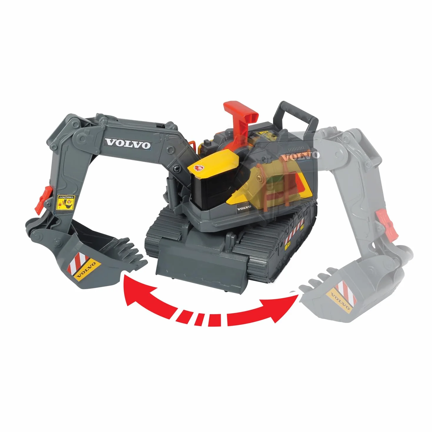 Dickie Toys 203725006 VOLVO Oficjalna licencjonowana Zabawkowa Koparka z wykrywaniem ciężaru, wykrywa 3 różne poziomy ciężaru, światło i dźwięk, 30 cm, do zabawy w piaskownicy dla dzieci od 3 lat
