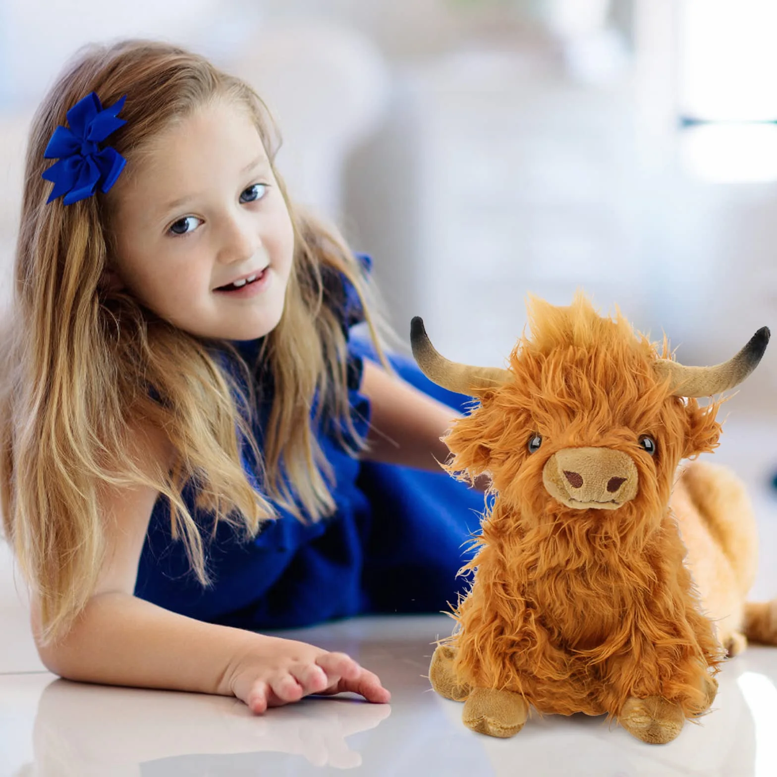 Highland Cow Soft Toy pluszowa zabawka, krowa góralska, pluszowa krowa góralska, przytulanka, realistyczna miękka zabawka na farmie, wołowina góralska, realistyczna szkocka bydło góralskie