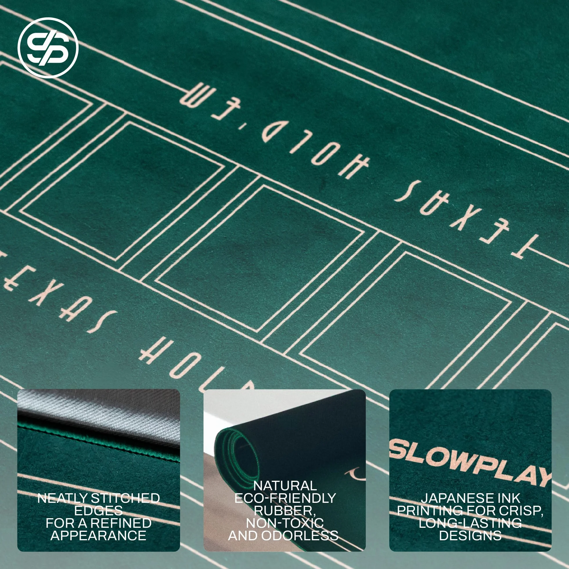 SLOWPLAY Nash Mata do pokera Texas Hold'em | Przenośny blat stołu do pokera z nadrukiem w stylu Art Deco, 180x90 cm, gładka powierzchnia premium, redukcja hałasu i tuba transportowa — Do gry wszędzie