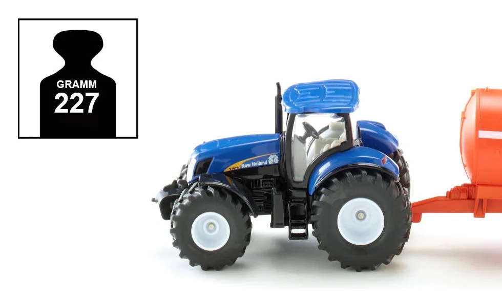 Siku 1945, Traktor z jednoosiową cysterną, 1:50, Metal,Tworzywo sztuczne, Niebieski,Pomarańczowy, Wiele funkcji