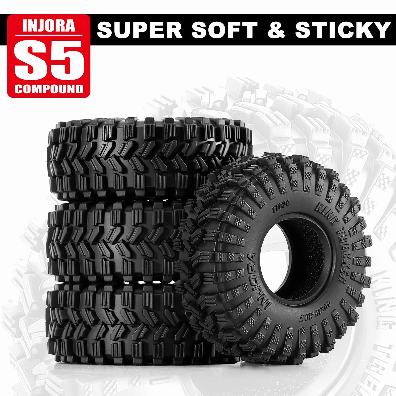 INJORA 40 x 15 mm 0,7" King Trekker opony do 1:30 Axial SCX30 (T7024)