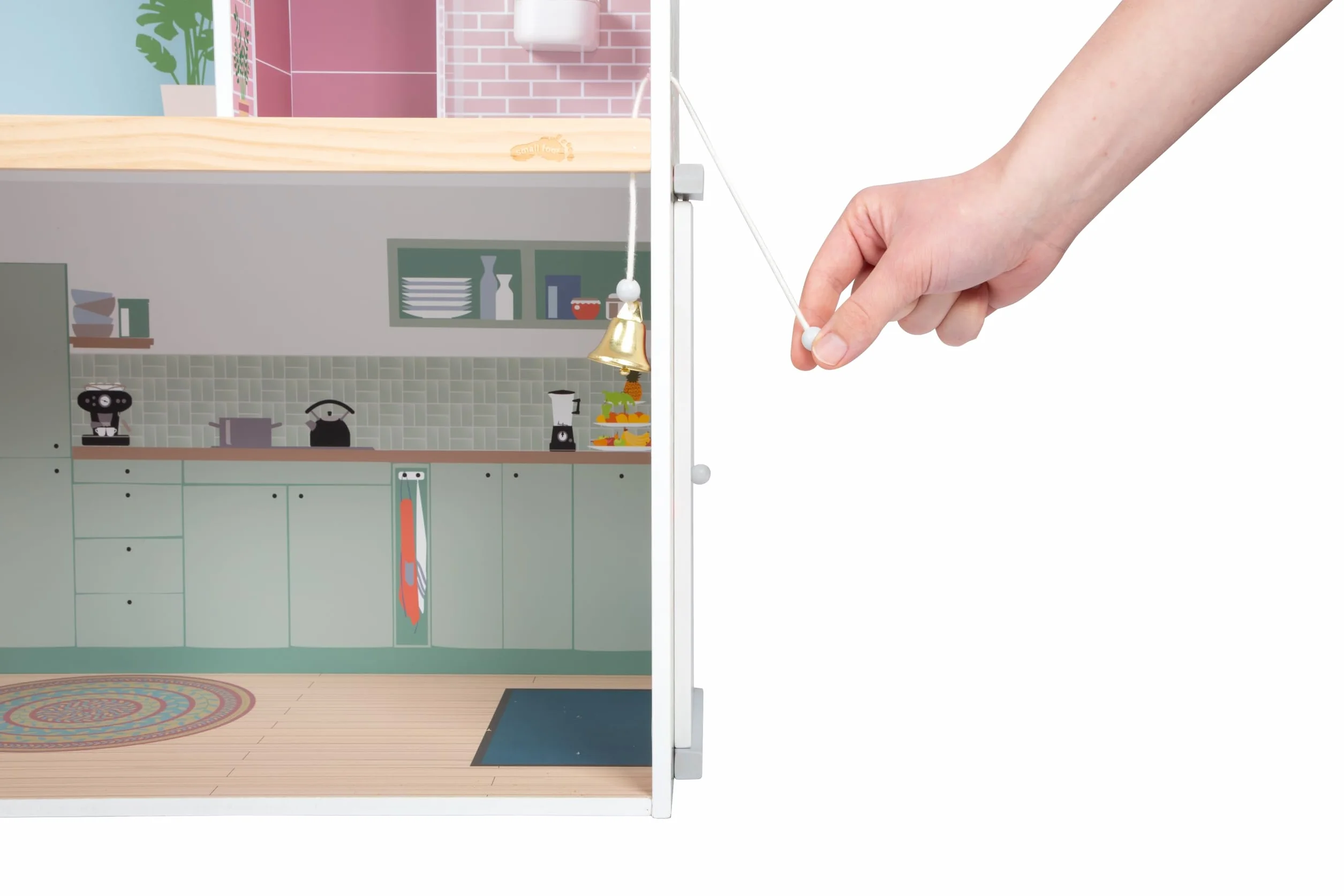 Mały domek dla lalek Villa XL, 3-piętrowy domek dla lalek z windą, dla lalek do 30 cm, skala 1:6, imitacja drewna, 12730
