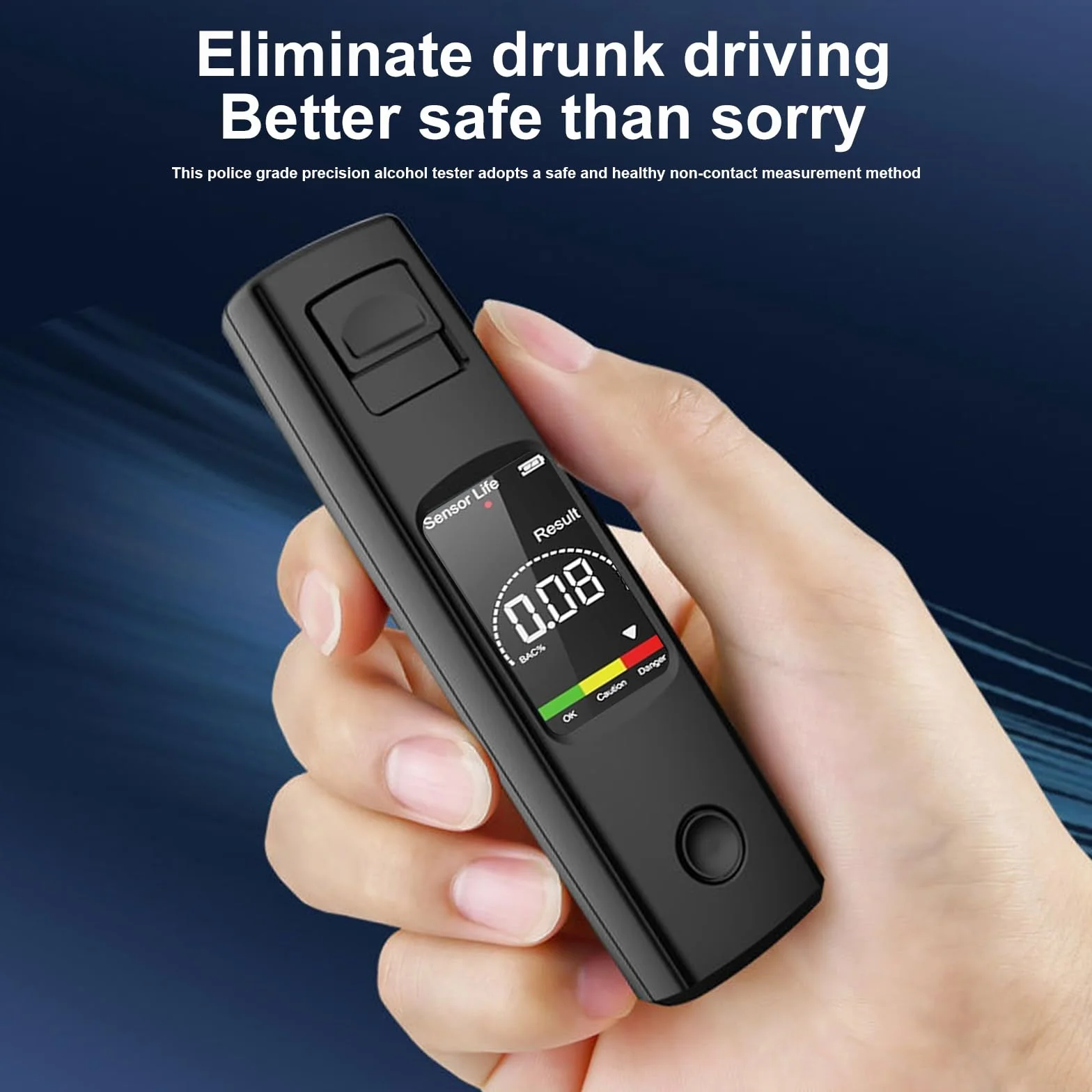 Alkomat bezdotykowy bez kontaktu ustnego, policyjnie dokładny miernik alkoholu z wyświetlaczem LCD, higieniczny miernik alkoholu z 3-kolorowym trybem alarmu do samochodu i domu, przenośny alkomat