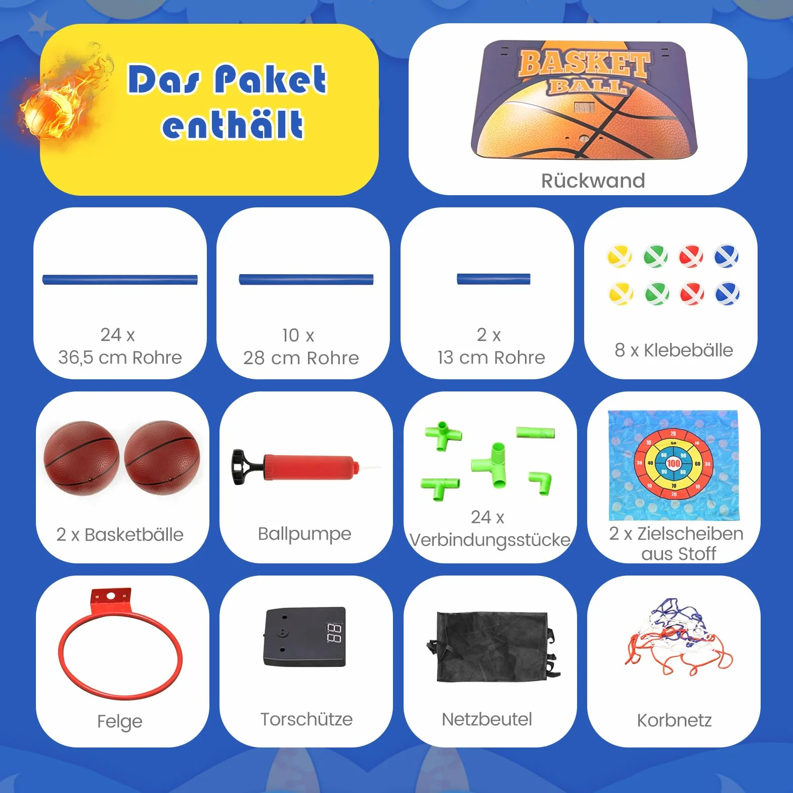 COSTWAY Arcade zestaw do gry w koszykówkę, stojak do koszykówki z tablicą wyników i efektem dźwiękowym, w zestawie 2 piłki do koszykówki, 1 pompka, 2 tarcze celujące, 8 piłek na rzepy, automat do