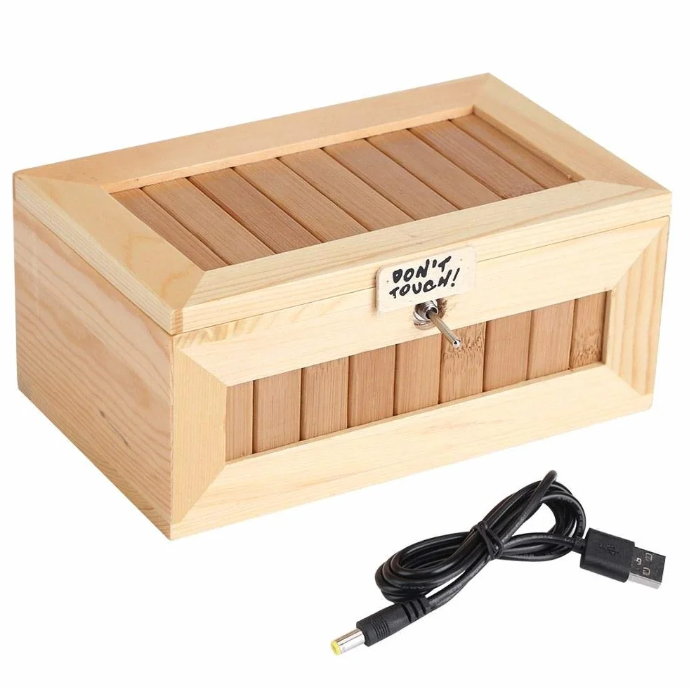 Bezużyteczne drewniane pudełko, pudełko elektroniczne USB z drewna, uroczy tygrys, zabawka, interaktywna zabawka na , dekoracja biurka, pozwól mi sam dotknąć Tig