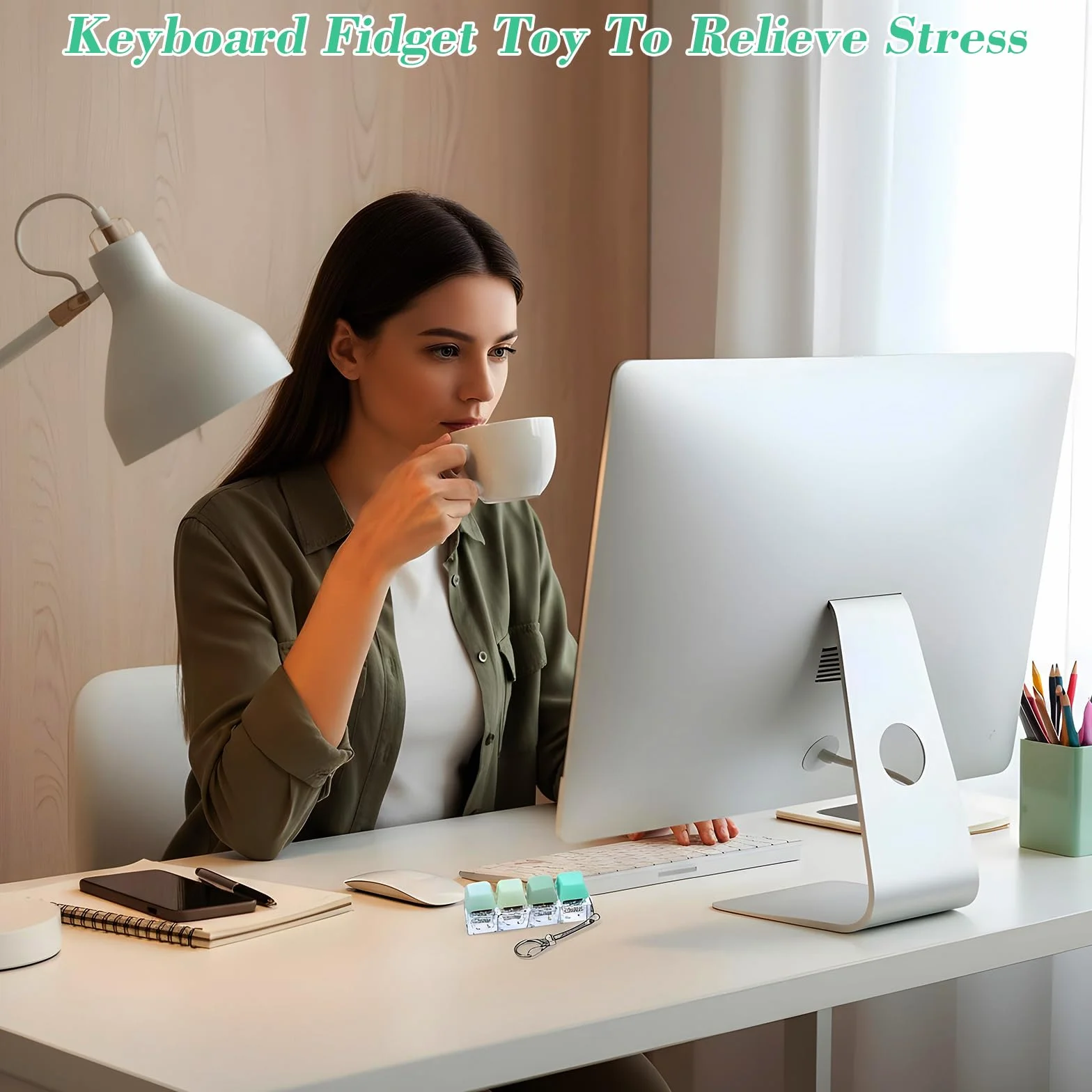 4 sztuki klawiatury, fidget zabawka dla dorosłych, Fidget Keyboard, breloczek do kluczy, kolorowa nasadka na klawisze, zabawka, liniowe kliknięcie, mechaniczny brelok do kluczy dla mężczyzn i kobiet