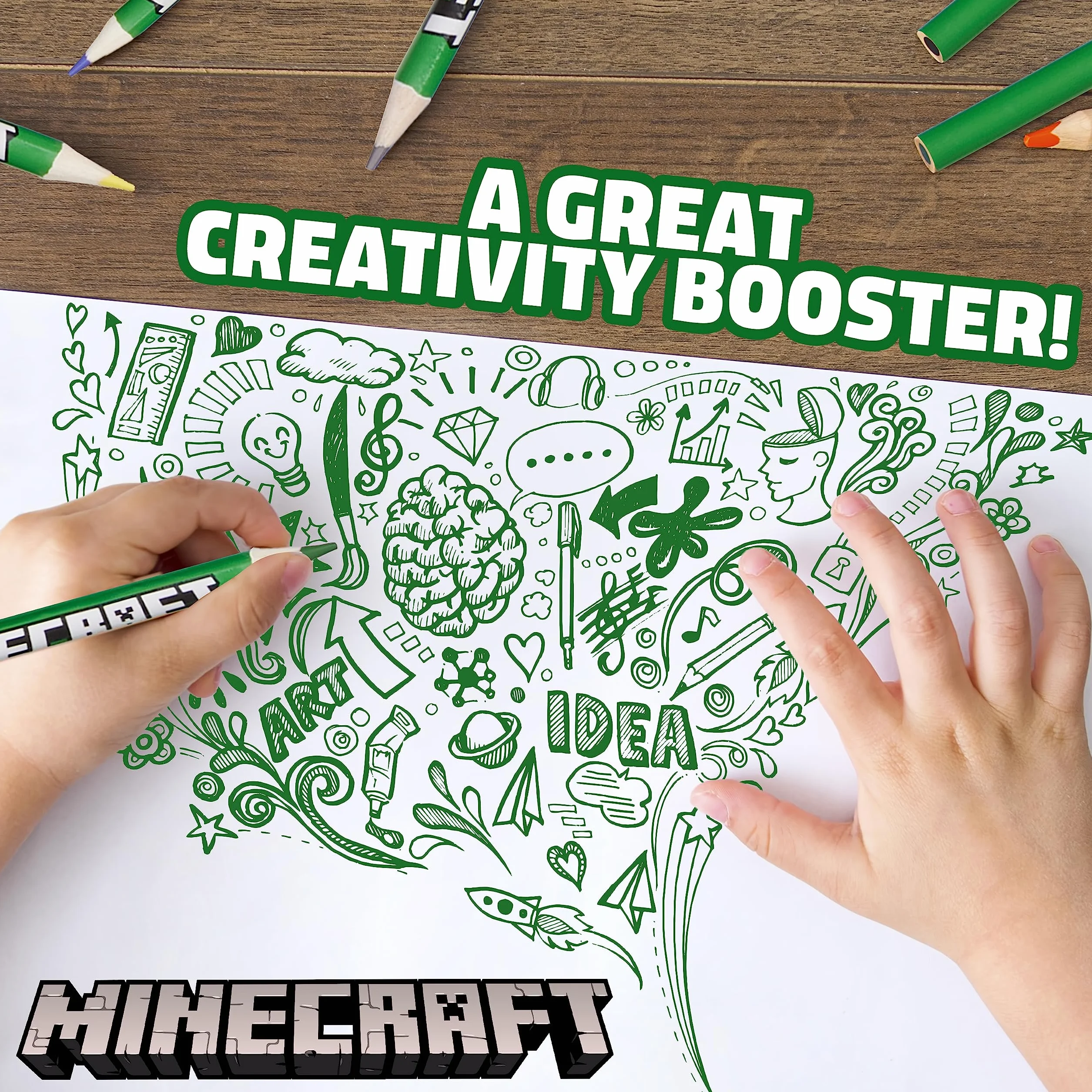 Minecraft Zestaw kredek do kolorowania dla dzieci, 72 kredki, zestaw do kolorowania dla dzieci w wieku od 3 lat, oficjalne prezenty dla chłopców, wielobarwny