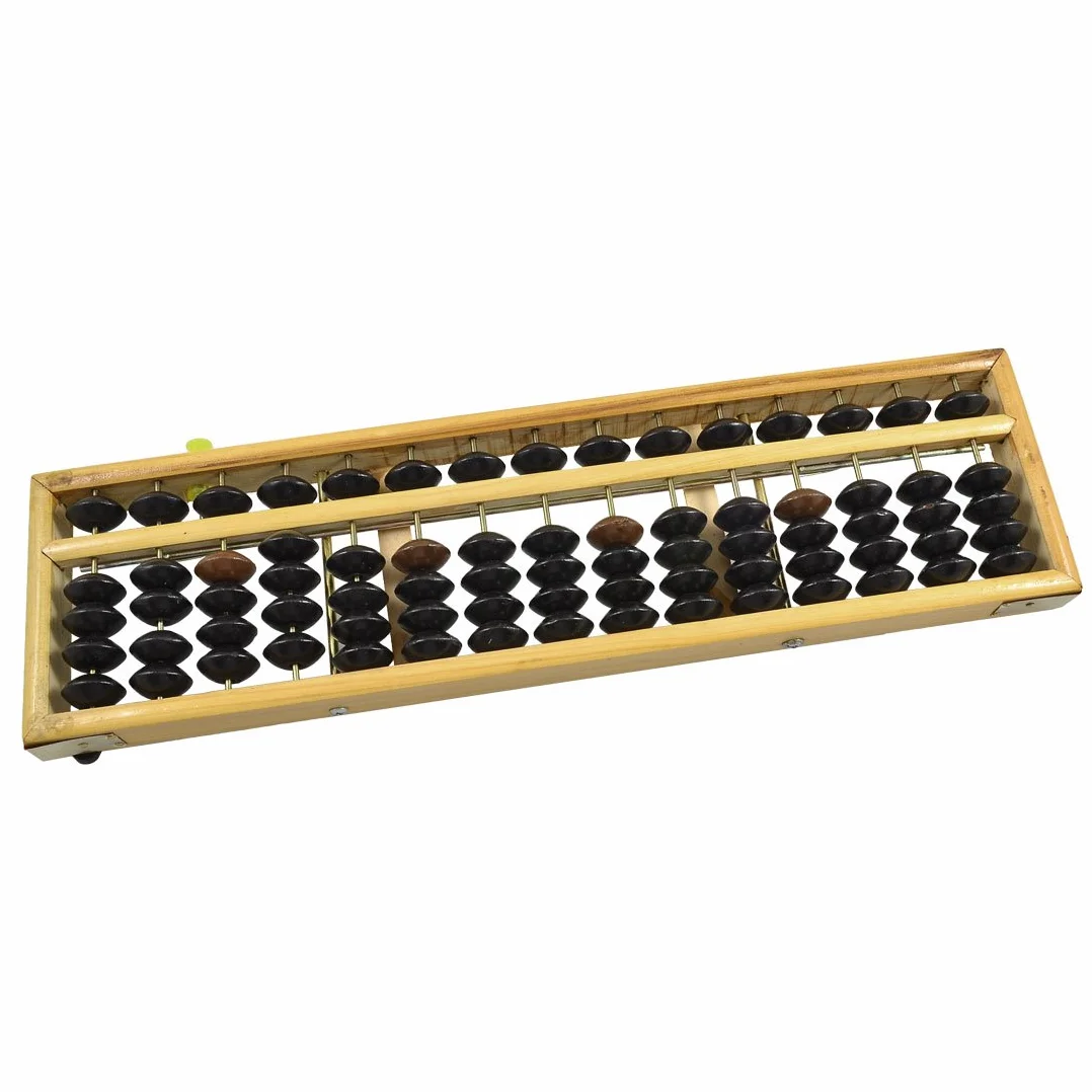 Ruilogod Drewniana rama 15 Pręty Metal Czarny Brązowy Koraliki Abacus Counting Soroban Narzędzie