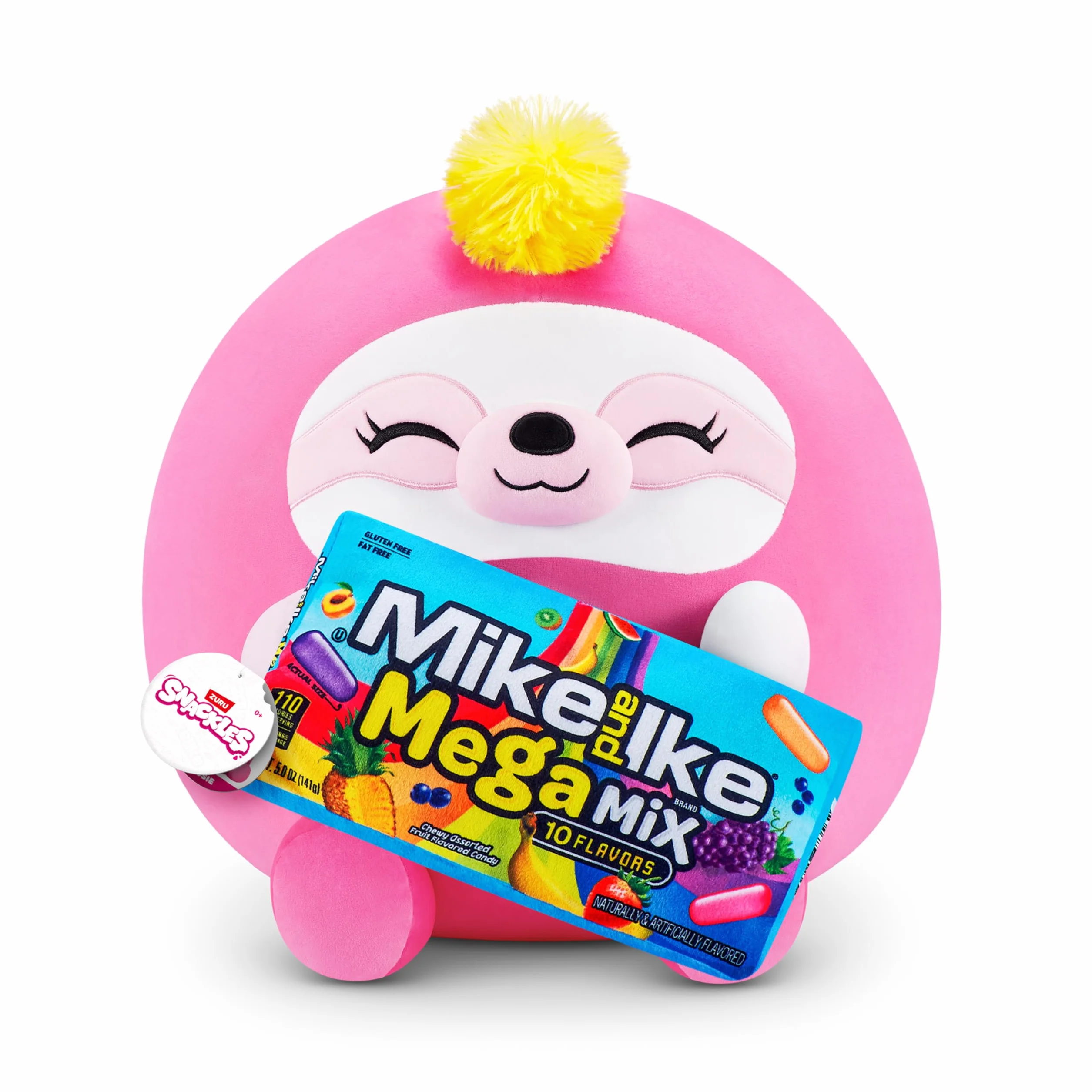 Snackles Super Sized 35 cm, leniwiec (Mike & Ike) firmy ZURU Cuddly Squishy Comfort 35 cm plusz z licencją na przekąskę, markowe akcesorium (leniwiec)