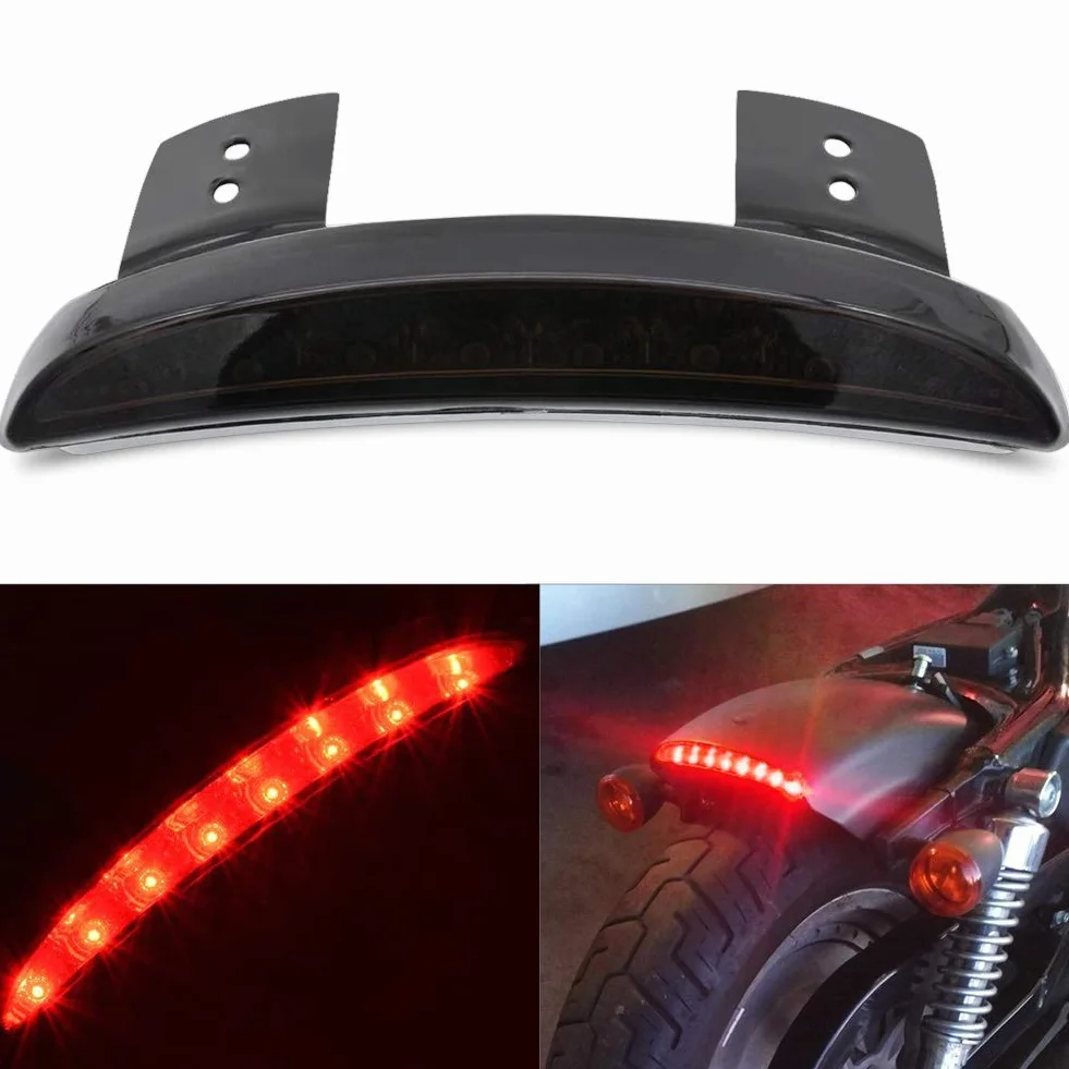 KATUR Przydymiony siekany błotnik krawędź motocykla 8 diod LED czerwony stop biegu tylne światło do Sportster XL 883N 1200N XL1200V XL1200X