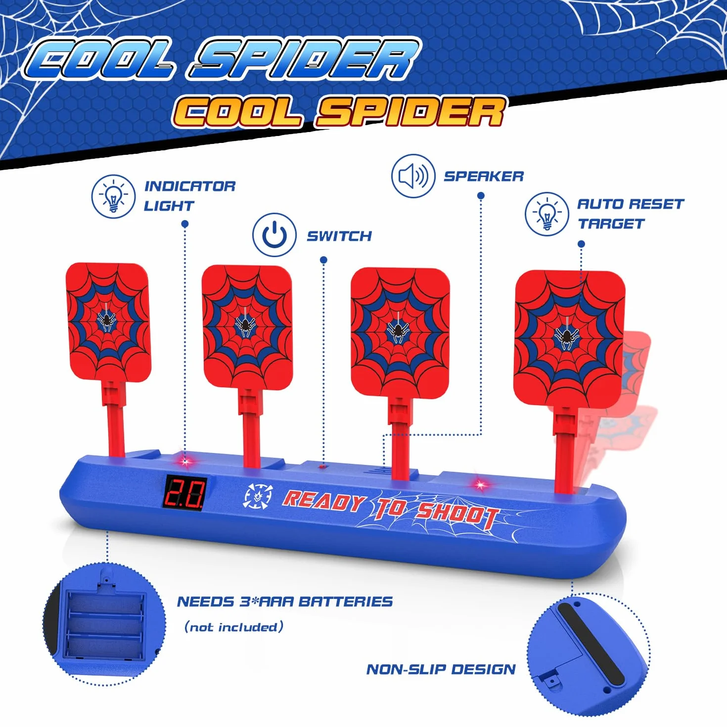 Strzelanie do celowania z pistoletem Nerf zabawka, elektroniczna tarcza do gry Nerf z 20 kulami, grami ogrodowymi, na zewnątrz, dla dzieci, 3, 4, 5, 6, 7, 8, 9 lat, chłopiec, prezent na urodziny, Boże