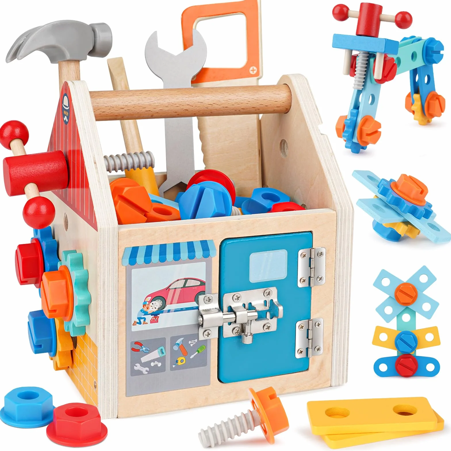 Vanplay Zestaw narzędzi dla dzieci drewniane zabawki zabawki dla małych dzieci narzędzie ławka zabawki dla 3-letniego chłopca dziewczynki Montessori zabawki dla dzieci w wieku 3-4 5 lat