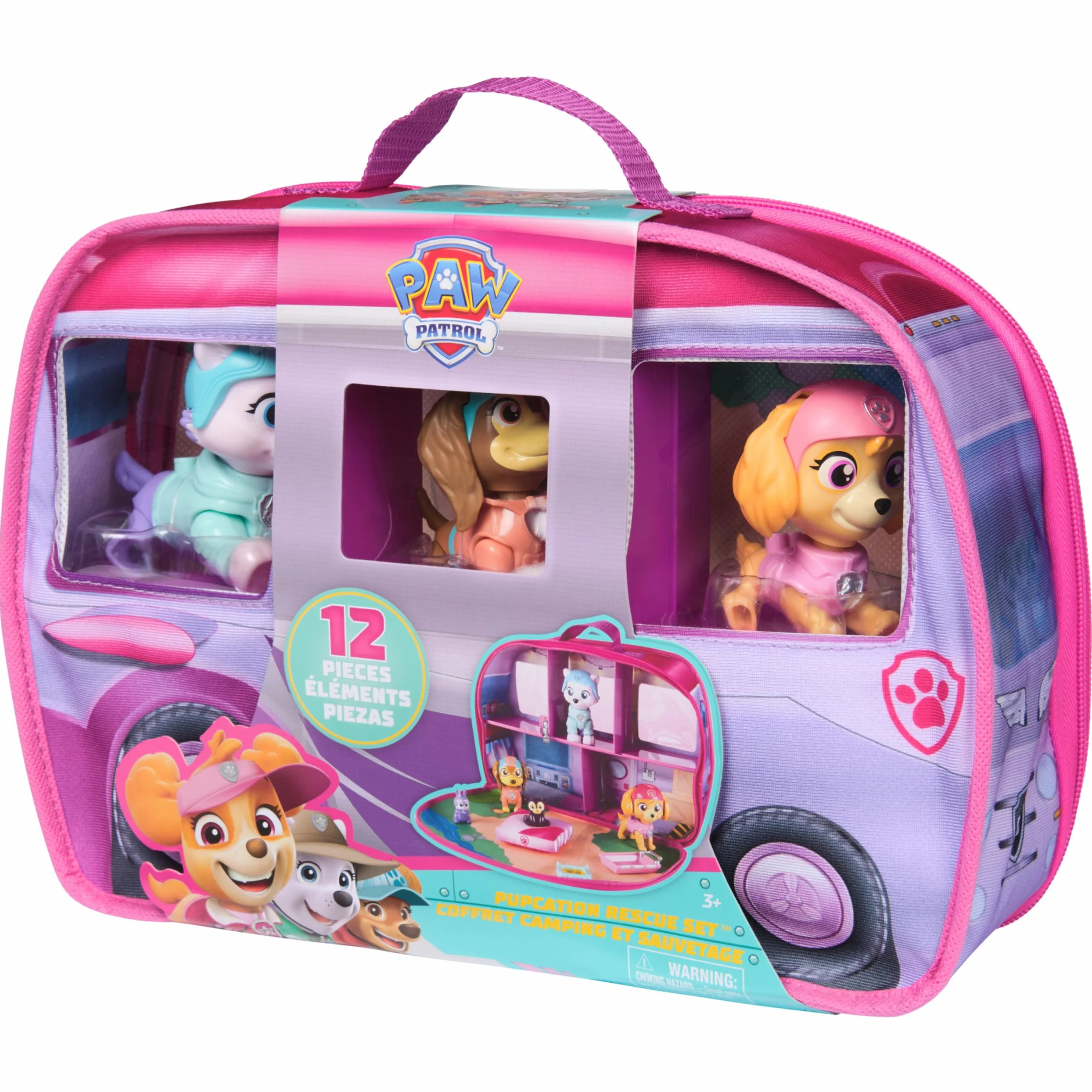 PAW Patrol Skye's World Pupcation Rescue Set z figurkami Skye, Everest & Liberty Bobble Head i kamperem RV, zabawkami dla dzieci dla chłopców i dziewcząt w wieku od 3 lat