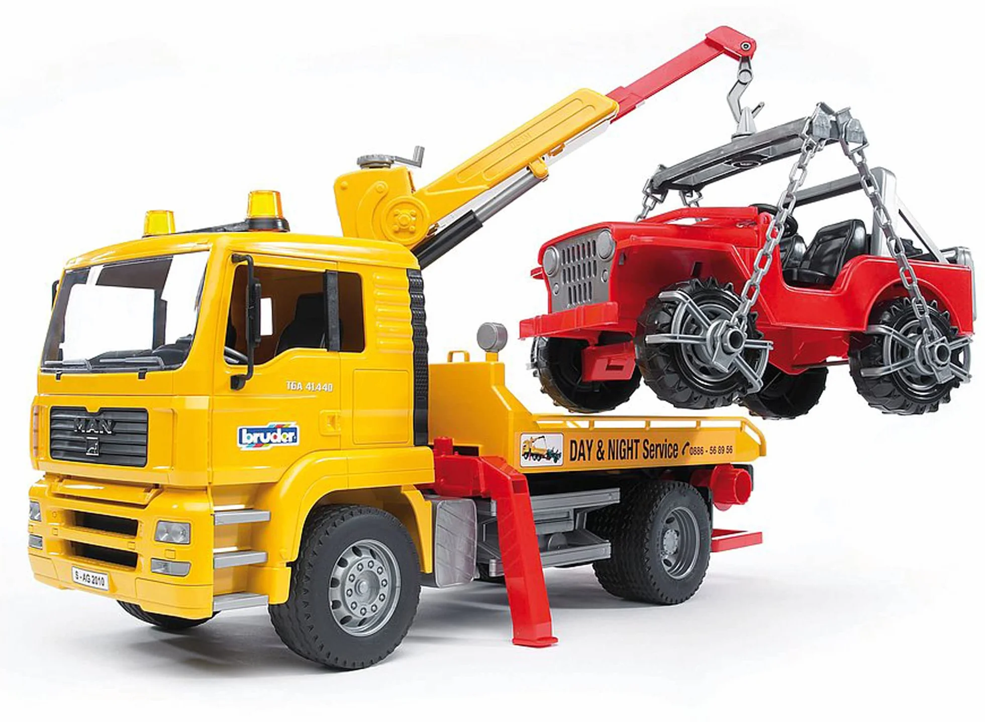 bruder 02750 - Man TGA Ciężarówka ratownicza z napędem 4x4 - 1:16 Ciężarówka ratownicza, laweta, pojazd, ciężarówka, samochód, jeep, warsztat, 4x4