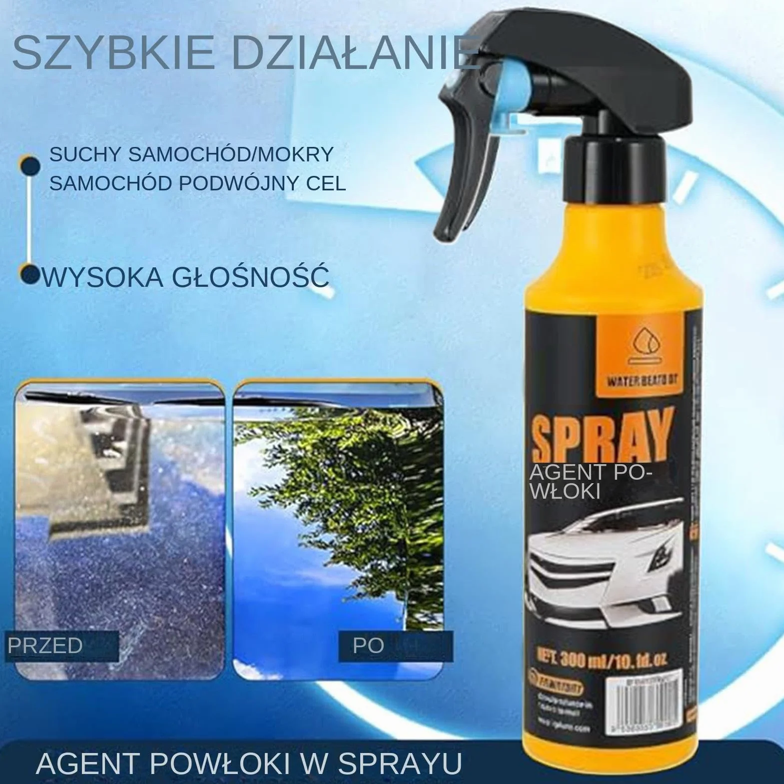 Ceramic Coating Spray - Hydrophobic Nano Car Detailer | 300ml Glass Paint Shine Spray With UV Block, Oxidation Protection For Automotive Exterior Care, Long Lasting Gloss Enhancement