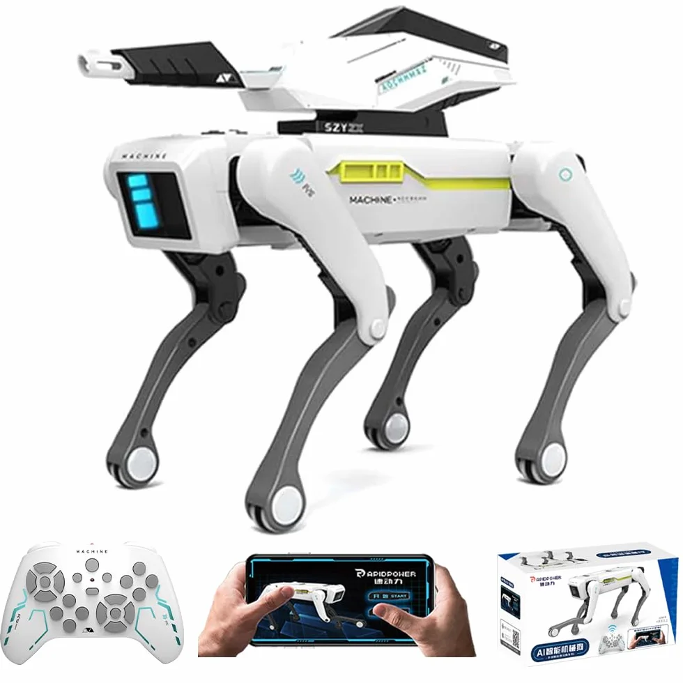 Zabawka dla psa robota zdalnie sterowana dla dzieci w wieku 3-12 lat, inteligentny robot pies z wieżą, obsługuje sterowanie za pomocą aplikacji, może programować, tańczyć, słuchać muzyki i