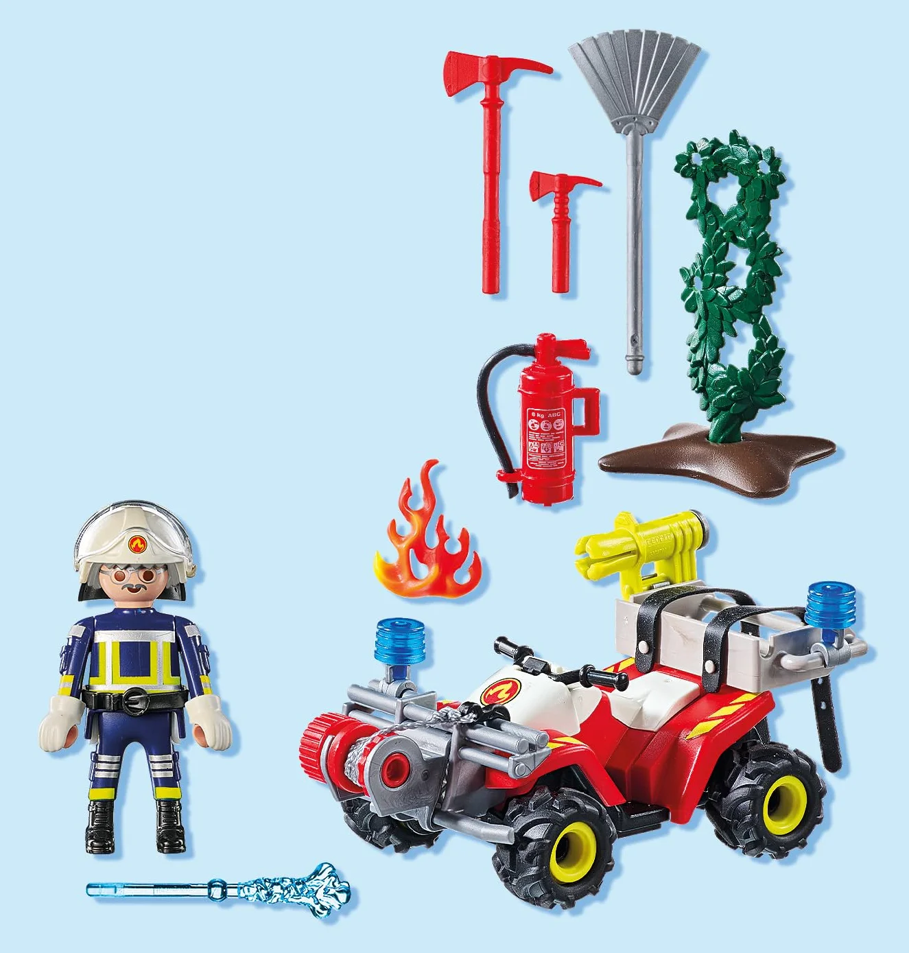 PLAYMOBIL | Action Heroes | Quad strażacki gasi pożar krzewów | Samochód strażacki | Zabawka dla dzieci od 4. roku życia | 71825