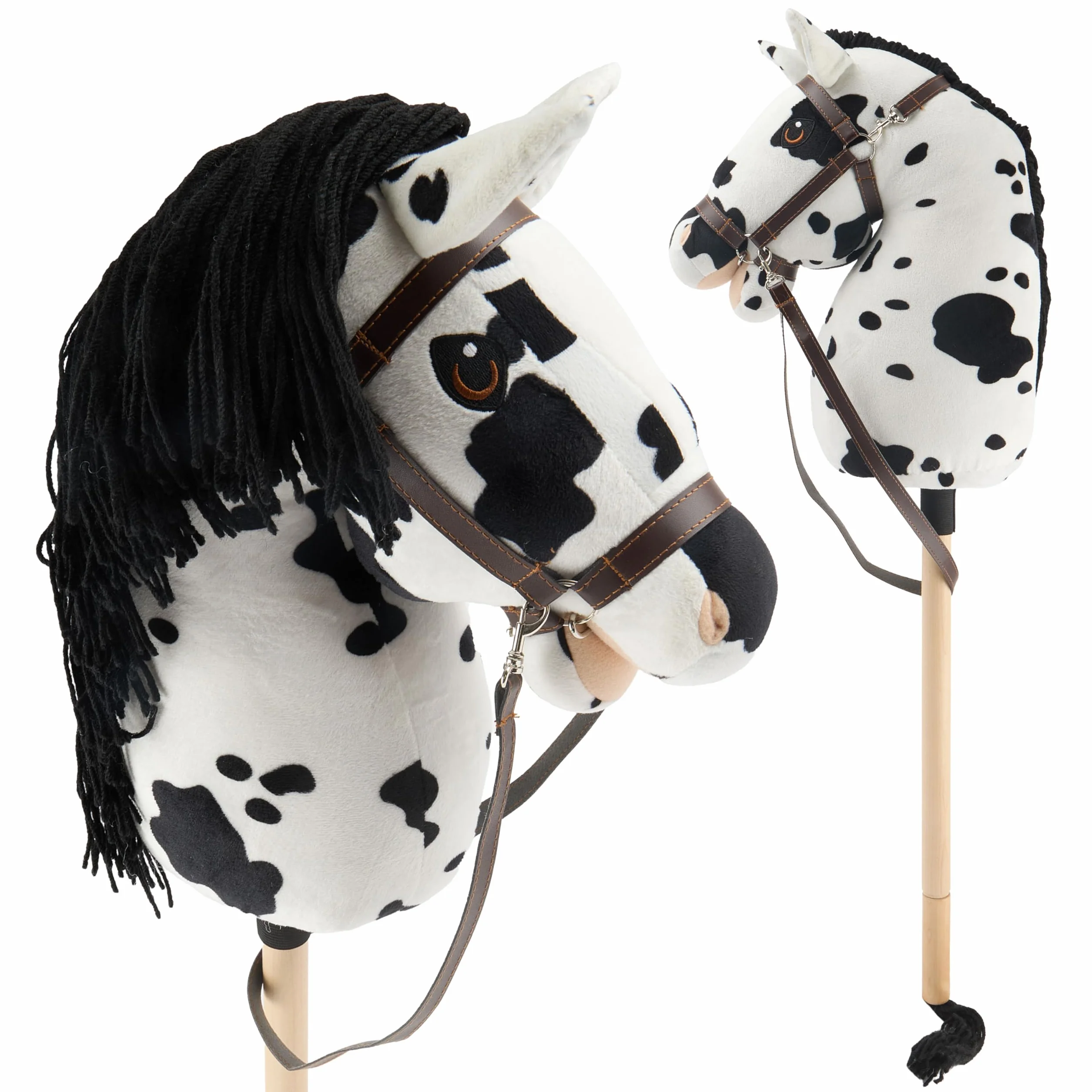 Bieco Hobby Horse konik na kijku, rozmiar M, z wyciągami, zdejmowany kij i ogon, do jazdy konnej, ujeżdżania i gier, hobby