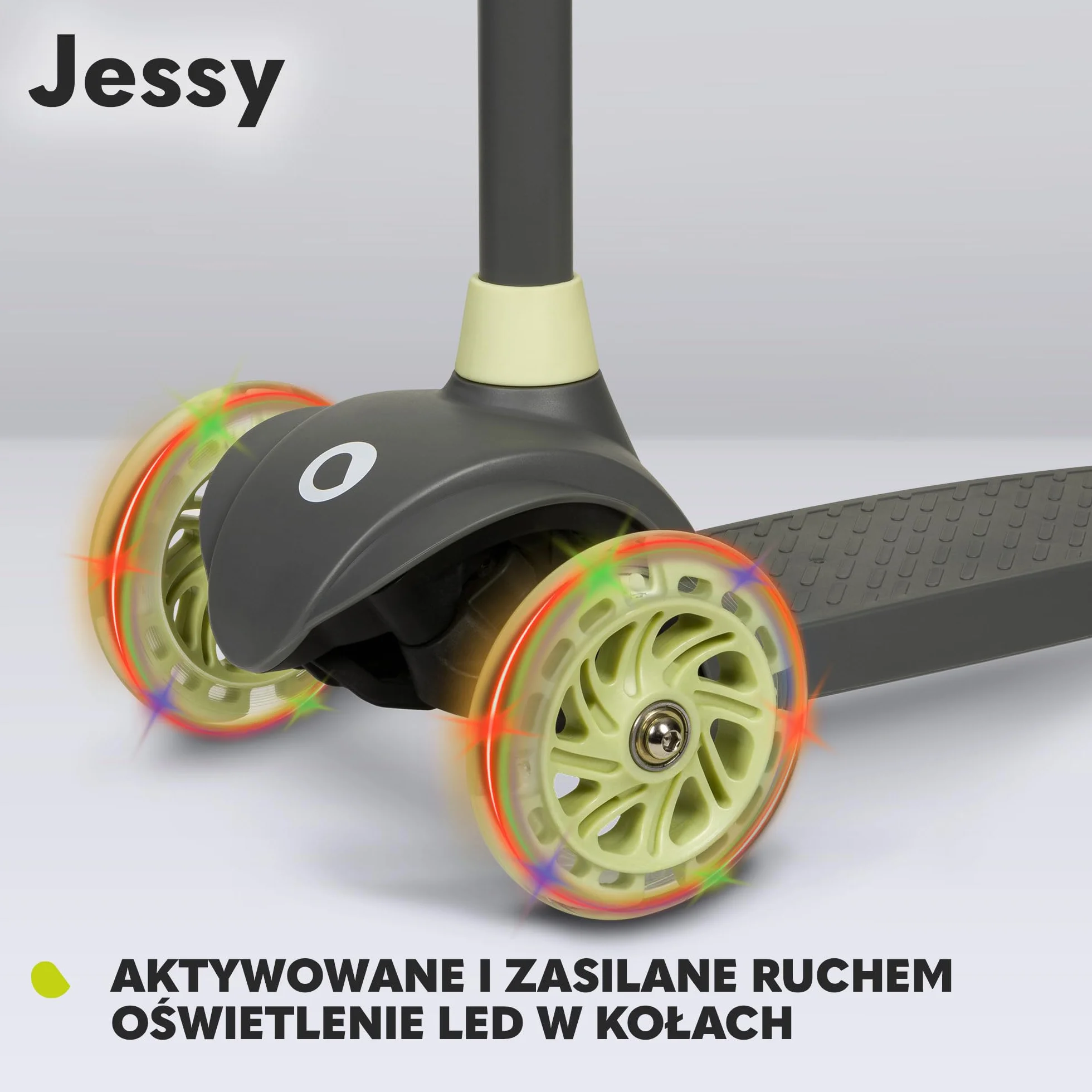 LIONELO JESSY Hulajnoga Balansowa dla Dzieci od 3 roku życia do 50 kg, Lekka Trójkołowa Hulajnoga Dziecięca z Regulacją Wysokości, Koła LED, Antypoślizgowy Podest