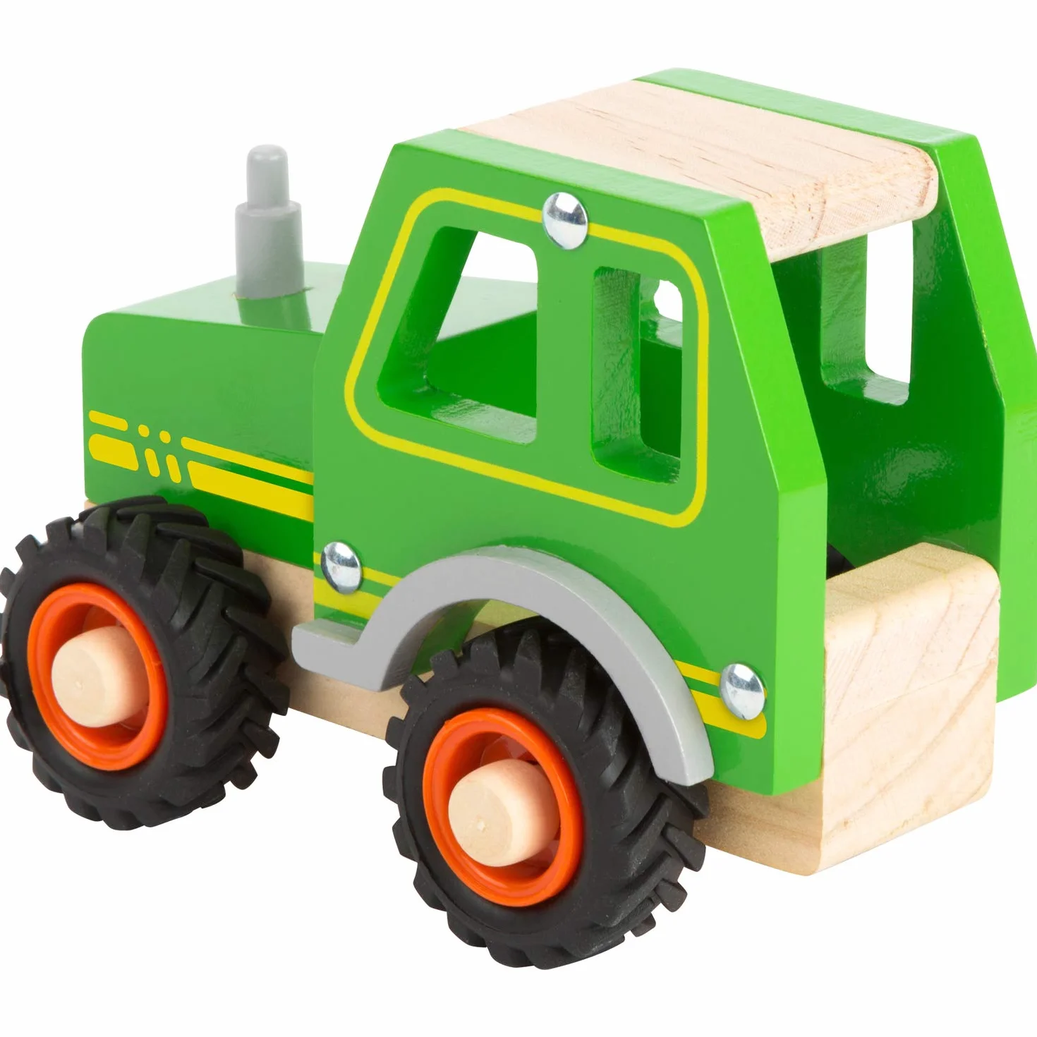 small foot 11078 Drewniany traktor, z kabiną kierowcy i gumowanymi kółkami, zabawka od 18 miesięcy, zielony