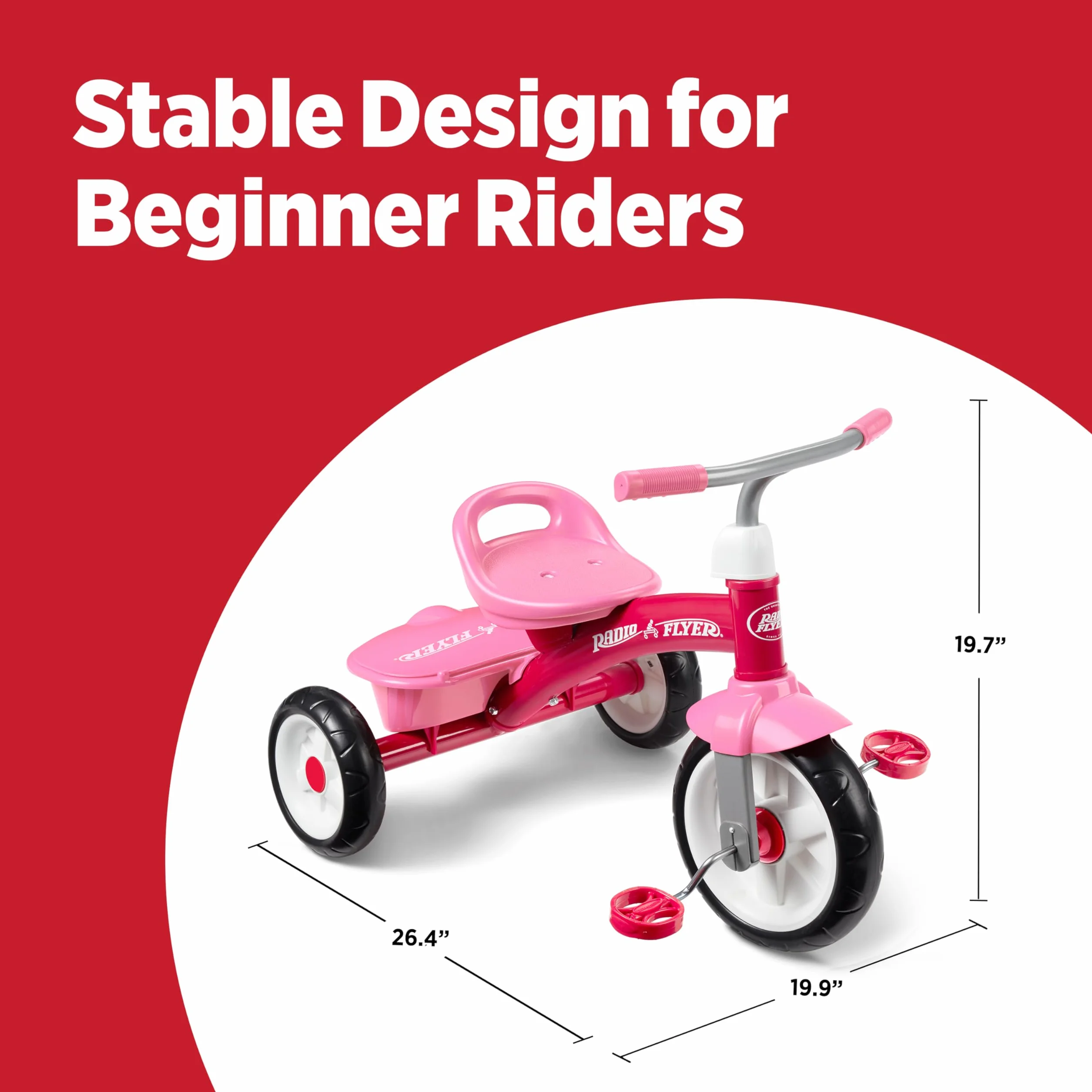 Radio Flyer Pink Rider Trike, rower trójkołowy dla małych dzieci w wieku 3-5 lat, wyłącznie w serwisie Amazon, rower dla małych dzieci