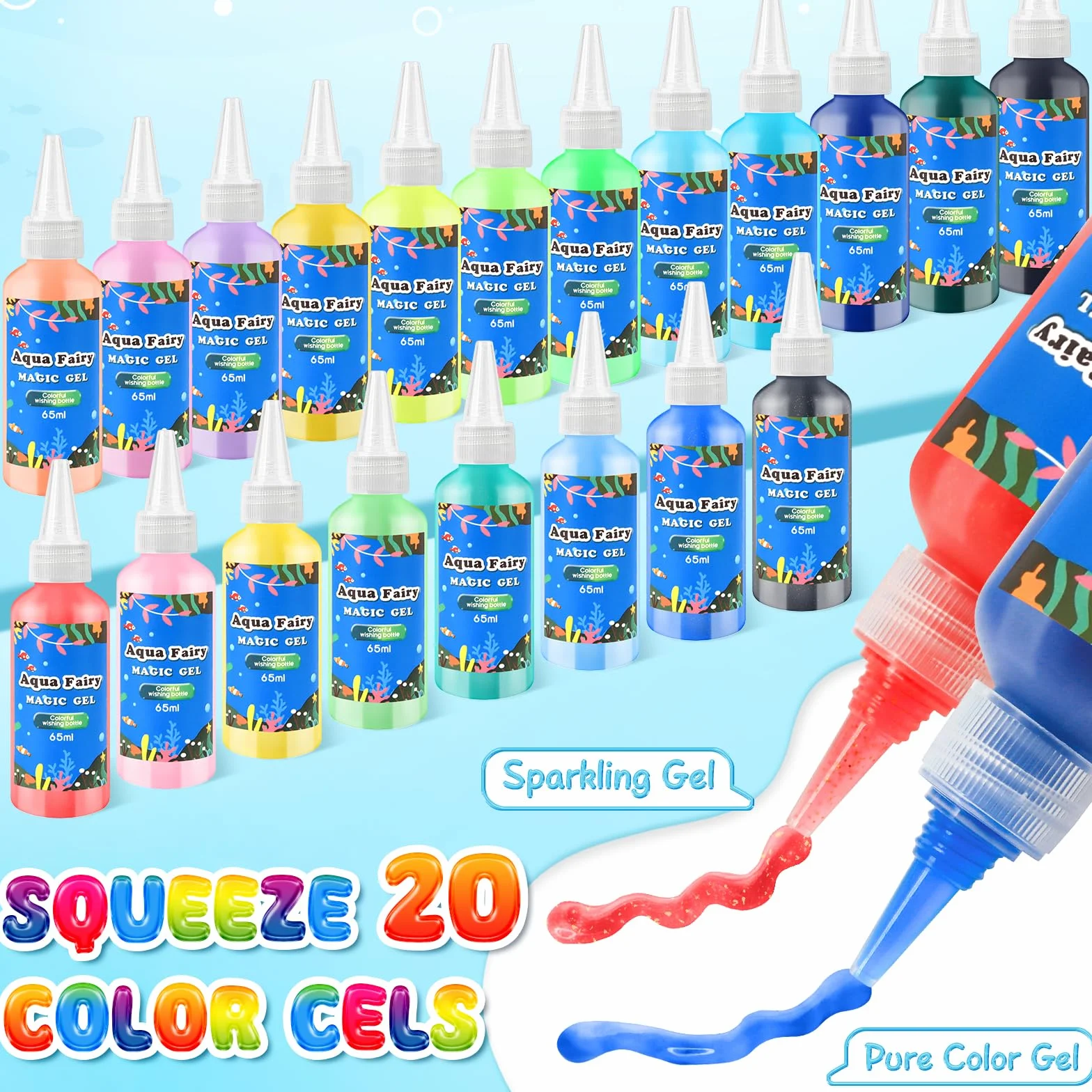 MOMSIV Zestaw magicznego żelu wodnego w 20 kolorach, magiczny zestaw Aqua Elf dla dzieci z 24 formami, zabawka wróżka DIY sztuka i rękodzieło dla chłopców i dziewcząt w wieku 5, 6, 7, 8 lat, prezenty