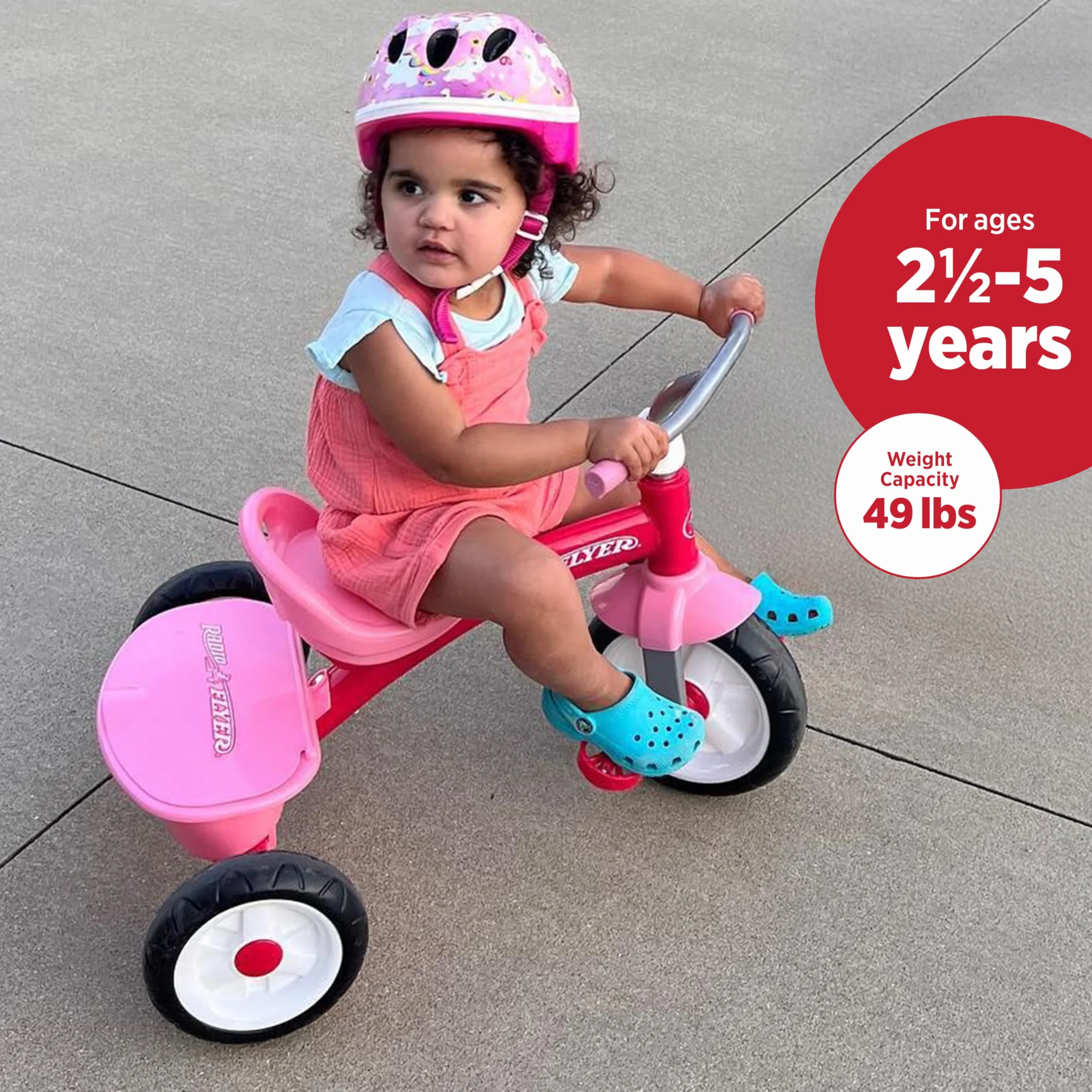 Radio Flyer Pink Rider Trike, rower trójkołowy dla małych dzieci w wieku 3-5 lat, wyłącznie w serwisie Amazon, rower dla małych dzieci