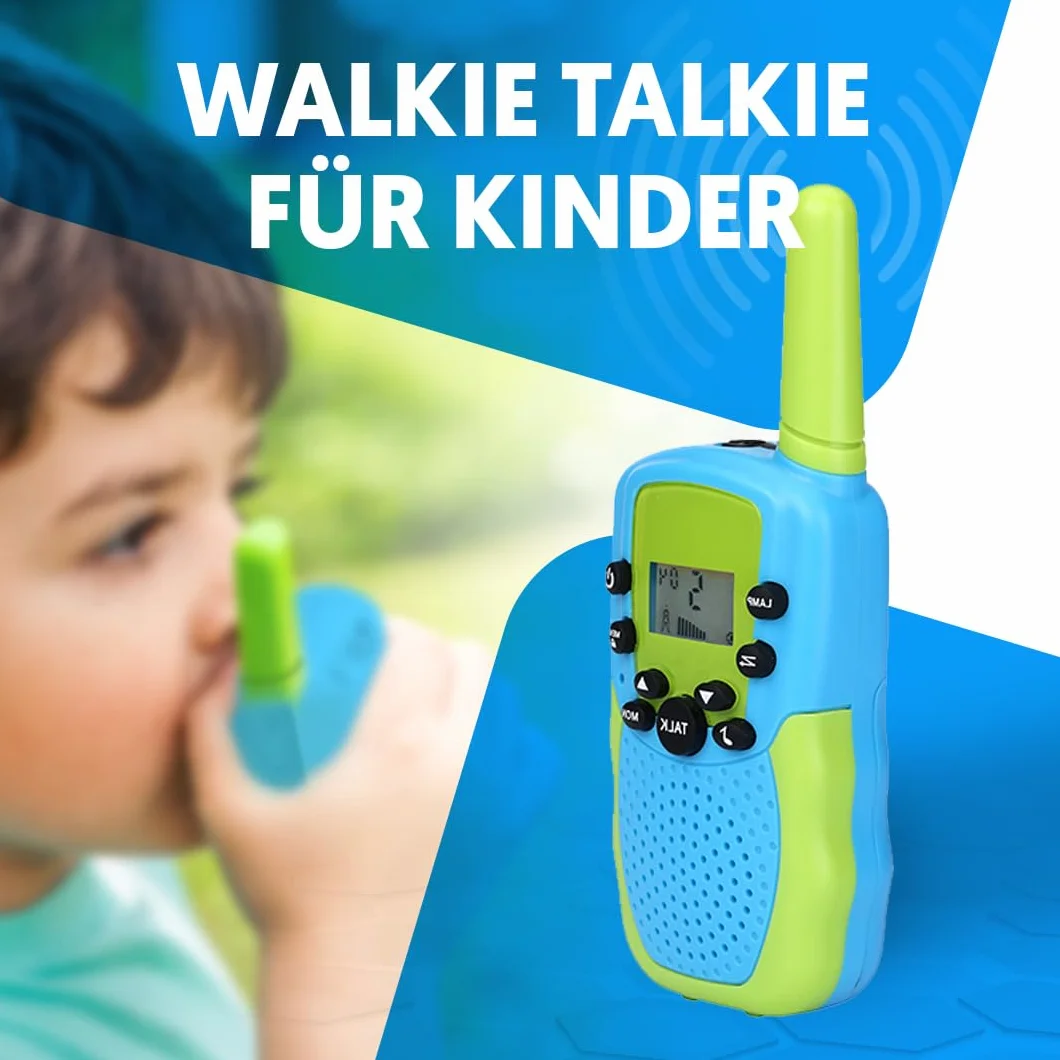 NK Walkie-Talkie dla Dzieci w wieku 4, 5, 6, 7, 8, 9 lat (baterie w zestawie) - Długi dystans 3 km, Wyświetlacz LED, 22 kanały, Zabawka dla dzieci z latarką, Prezent na Boże Narodzenie, urodziny,