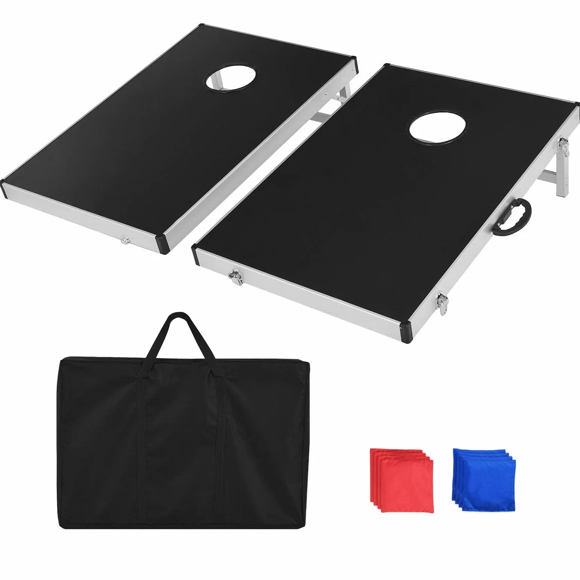 COSTWAY Cornhole Boards, gra zręcznościowa dla dzieci i dorosłych, worek na piasek, deska do zabawy ze składanym wzornictwem i uchwytem, klasyczna gra plażowa do gier wieloosobowych