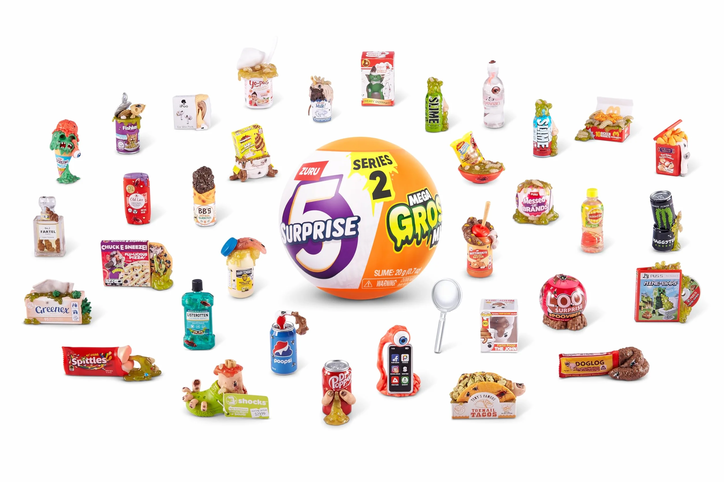 5 Surprise Mega Gross Minis seria 2 firmy ZURU, tajna, kolekcjonerska, mini, parodia (1 kapsułka)