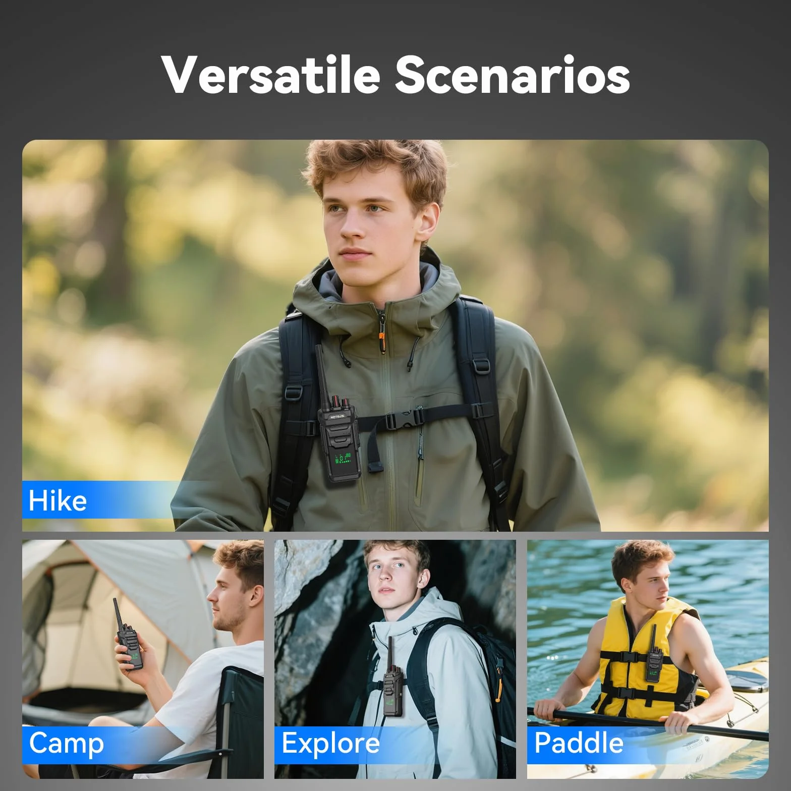 Retevis RT648H Walkie Talkies IP67, PMR446 bez Licencji, Wbudowany Wyświetlacz, USB-C, 1500 mAh, Alarm, Wieloletni Radio dla Logistyki, Magazyny (2 paczki)