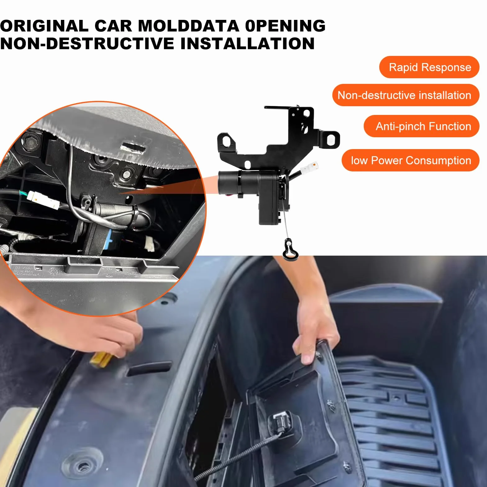 Front Power Frunk Soft Closing, Power Frunk Soft Closing do TSL Model Y 2021-2024 Trunk Auto Close, elektryczna osłona ssania automatycznego zamykania zamka (model Y 2021-2024)