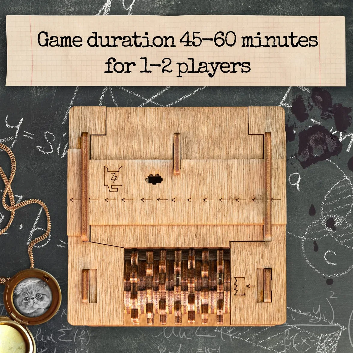 iDventure - Kot Schrödingera - Gra Escape Room - Inteligentne drewniane puzzle - unikalne gry logiczne - gry w pudełku dla dorosłych - pudełko puzzle dla dzieci (14+) - łamigłówki z tajemnicą
