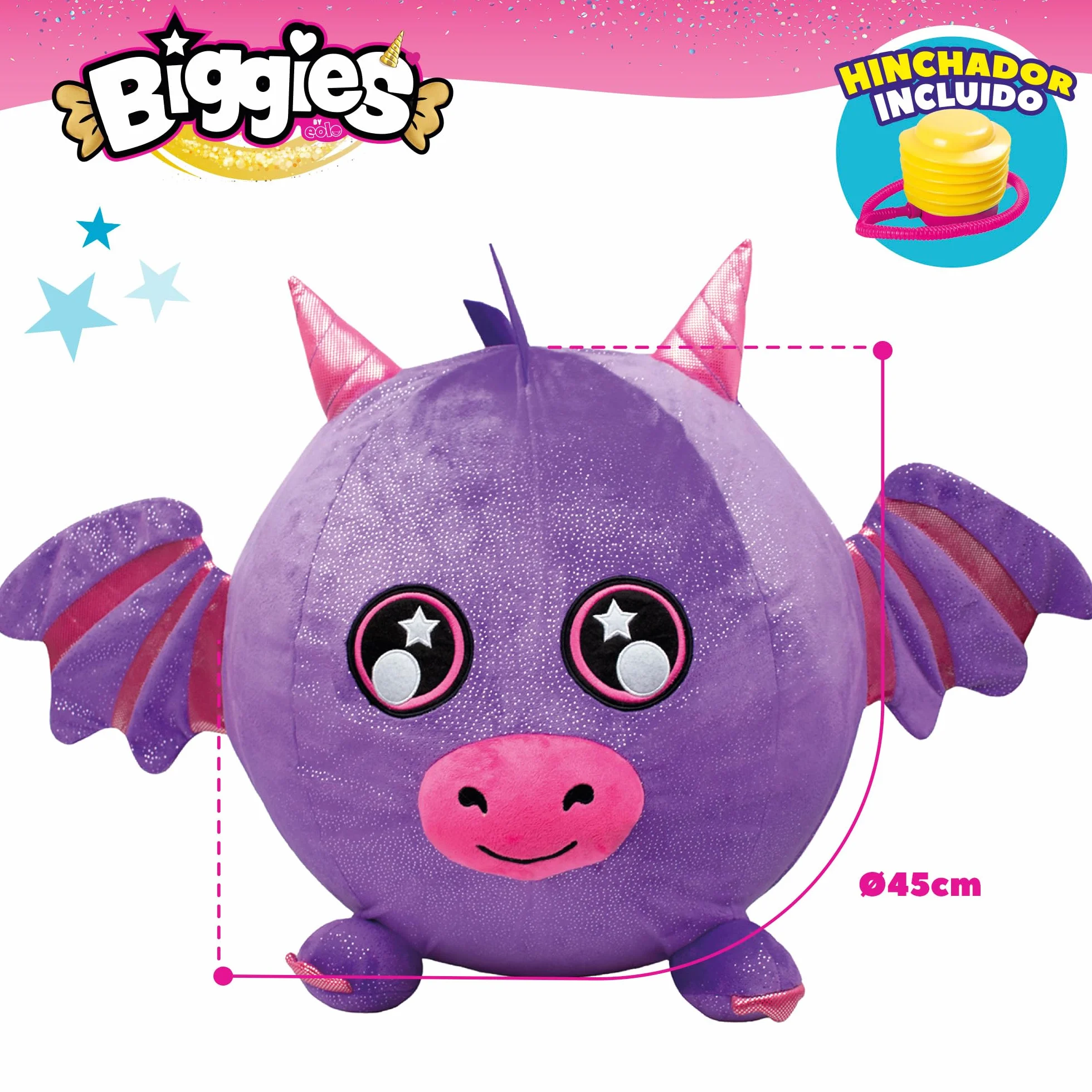 ColorBaby Biggies gigantyczny pluszowy smok, w zestawie pompka do stóp, rozmiar XXL, zabawki niespodzianki, miękka piłka, zabawki zwierzęce, prezent dla dziewczynki 3 lata, pluszowe zabawki prezent